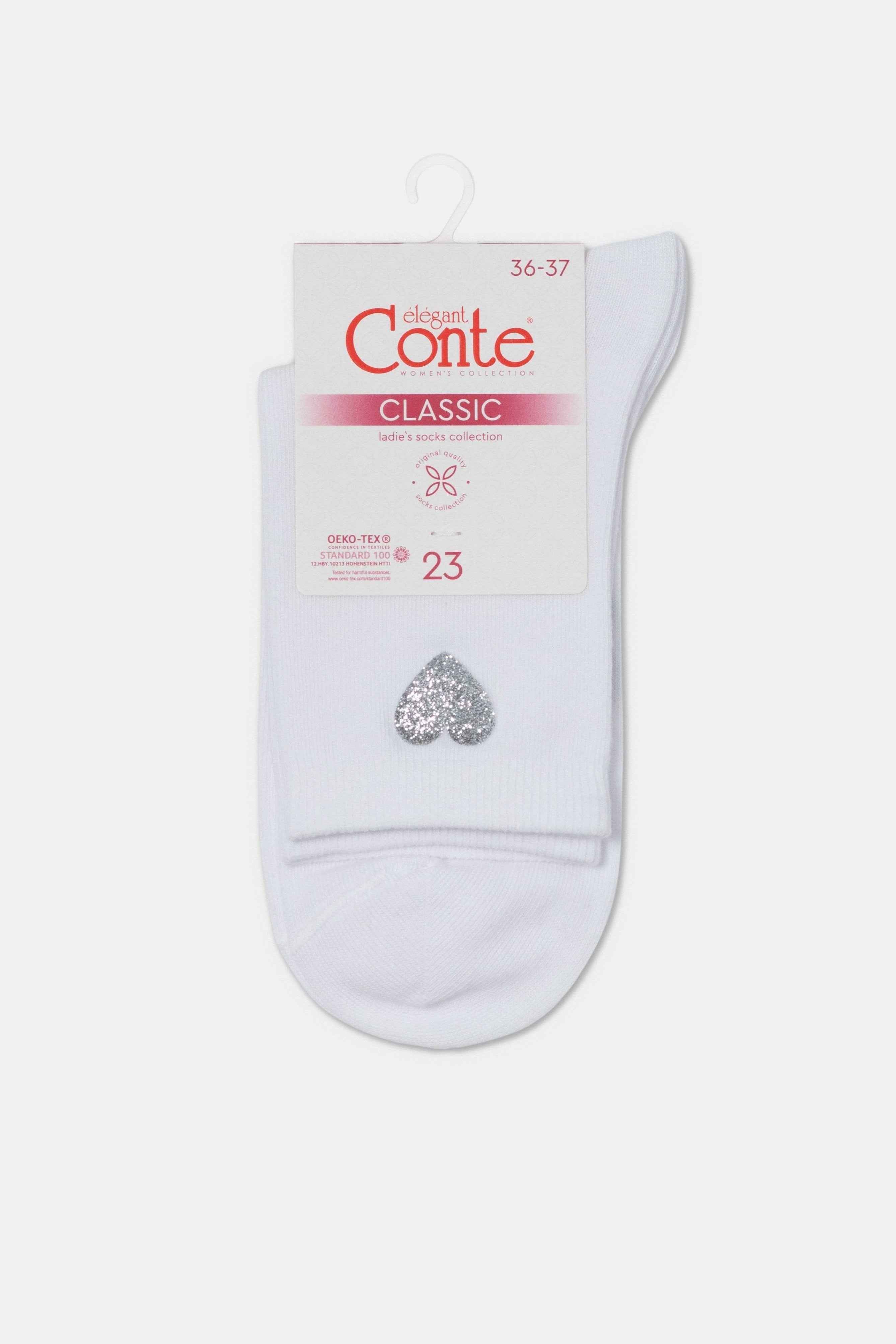 Cotton Socks Conte Classic 427 - Shimmering Heart Pattern - DestGlow