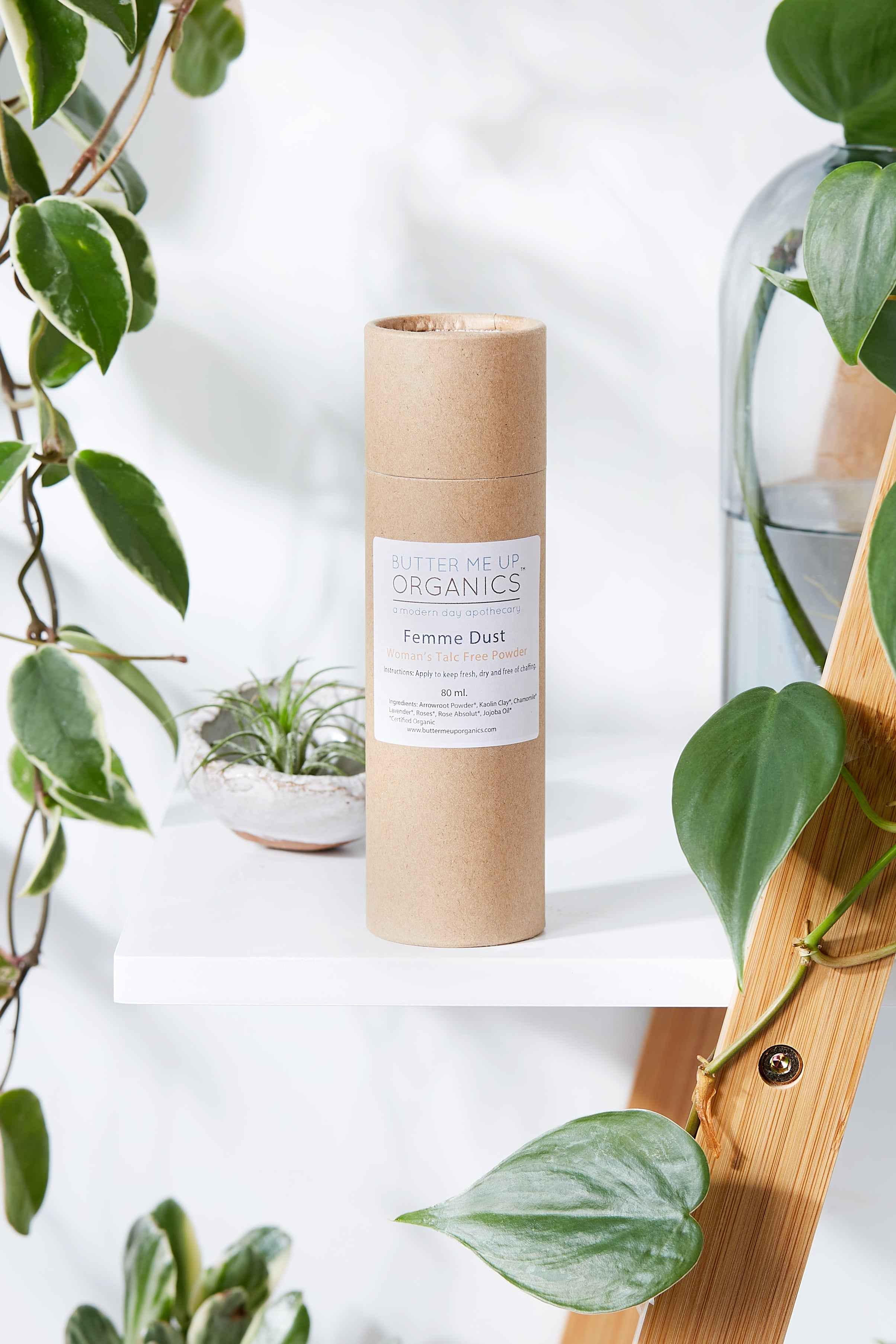 Femme Dust / Organic Talc Free Powder / No Chaffing / Freshening Powder by Butter Me Up Organics