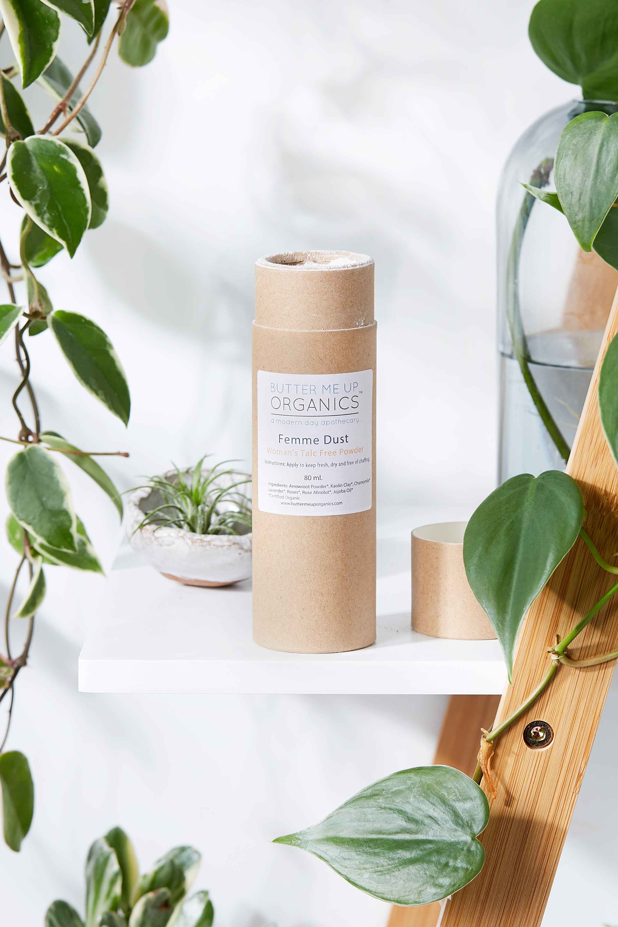 Femme Dust / Organic Talc Free Powder / No Chaffing / Freshening Powder by Butter Me Up Organics