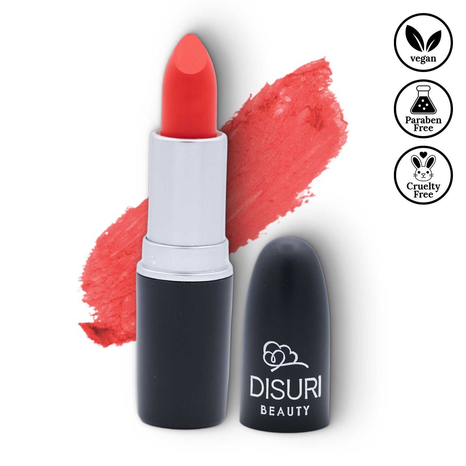 DISURI Beauty Matte Bullet Lipstick - Fiery Coral (