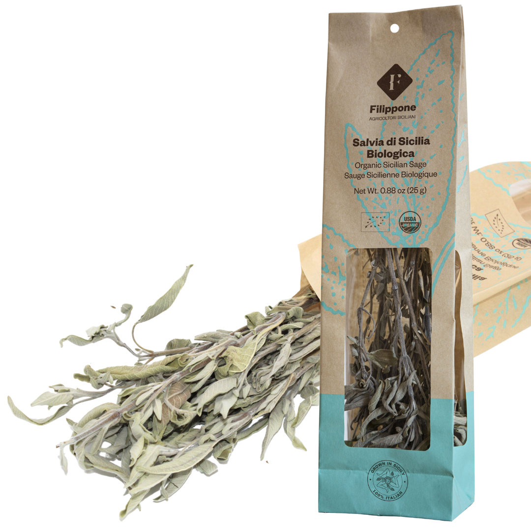 Filippone, Organic Dried Sage leaves, Italian Dried Sage Bunch, 0.88oz (25g)