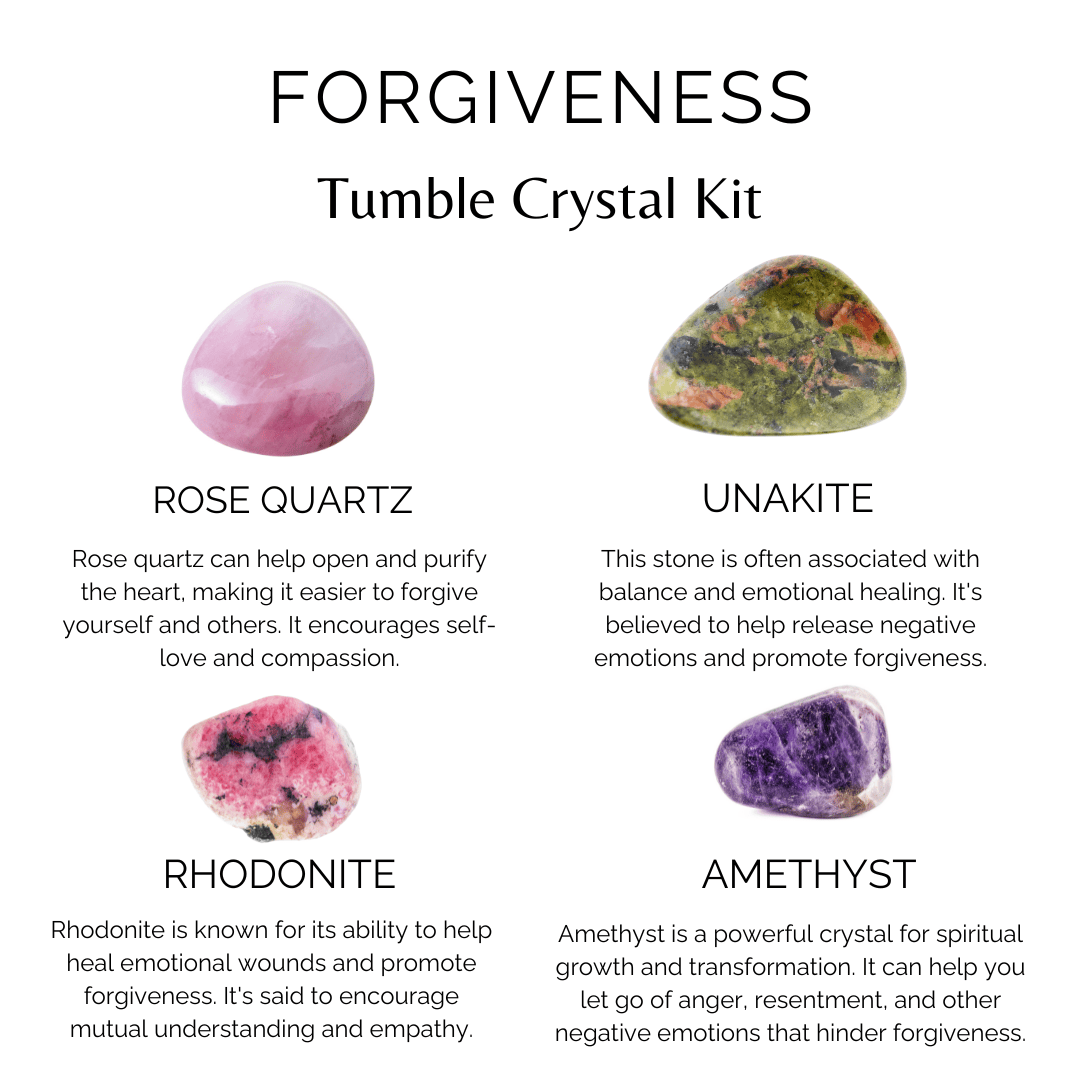 Encourage FORGIVENESS Crystal Kit, Gemstone Tumble Kit, Forgiveness Crystal Gift Set DestGlow