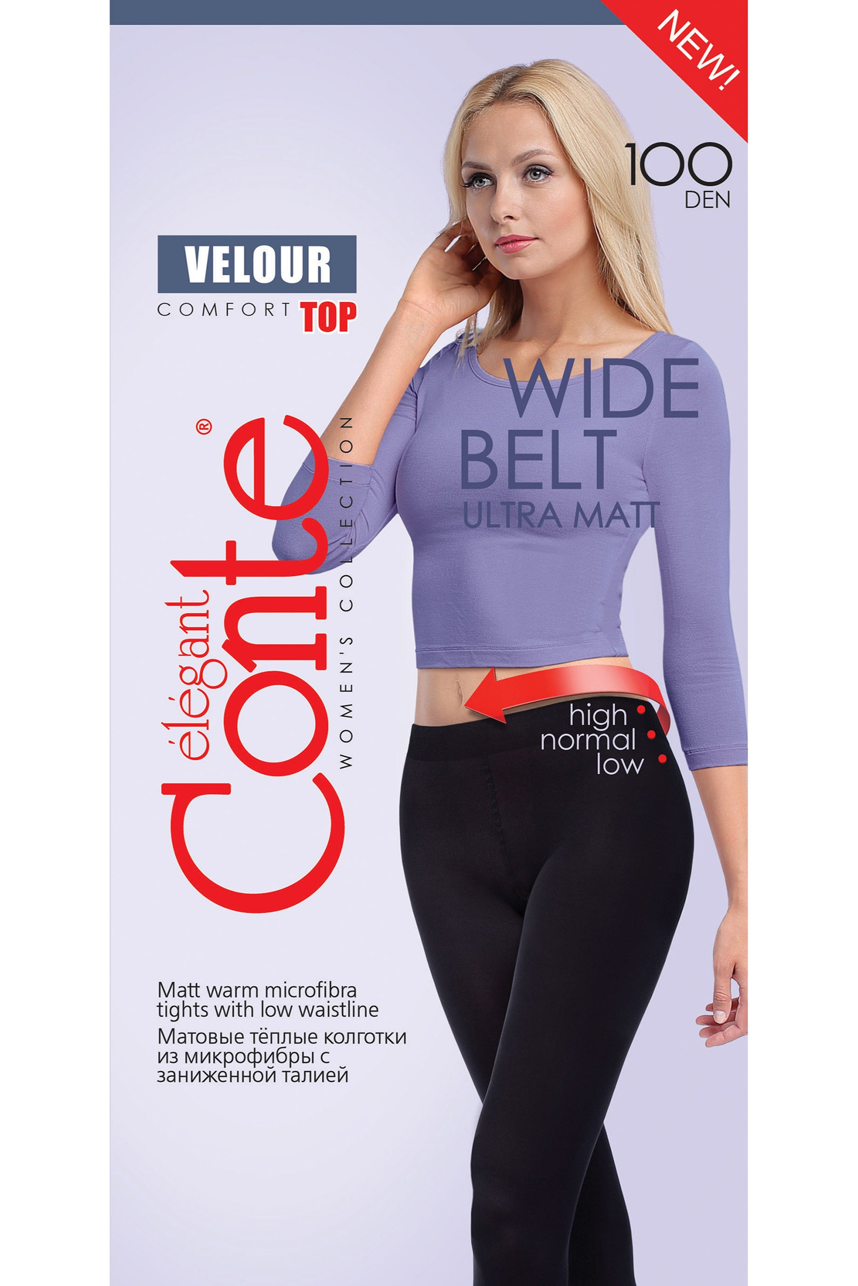 Tights Conte Velour Top 100 Den - Matte Adjustable Waistline by TheRanok.com