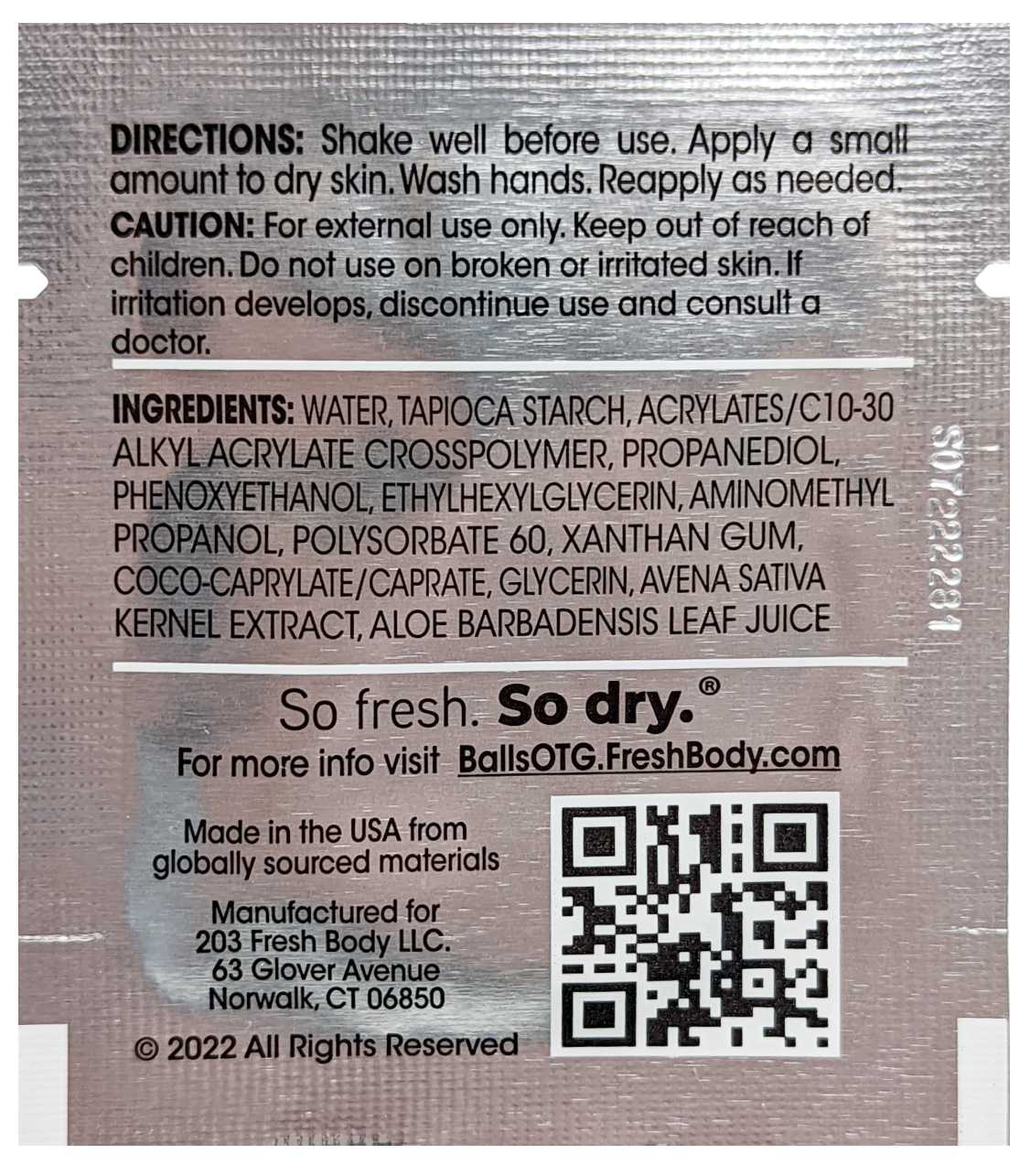 Fresh Balls "On-The-Go" Lotion Packets for Men (Unscented) by Fresh Body FB®