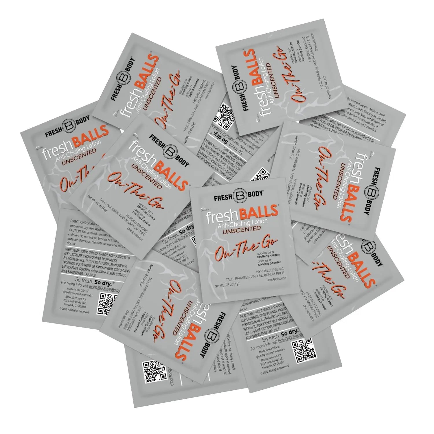 Fresh Balls "On-The-Go" Lotion Packets for Men (Unscented) by Fresh Body FB®