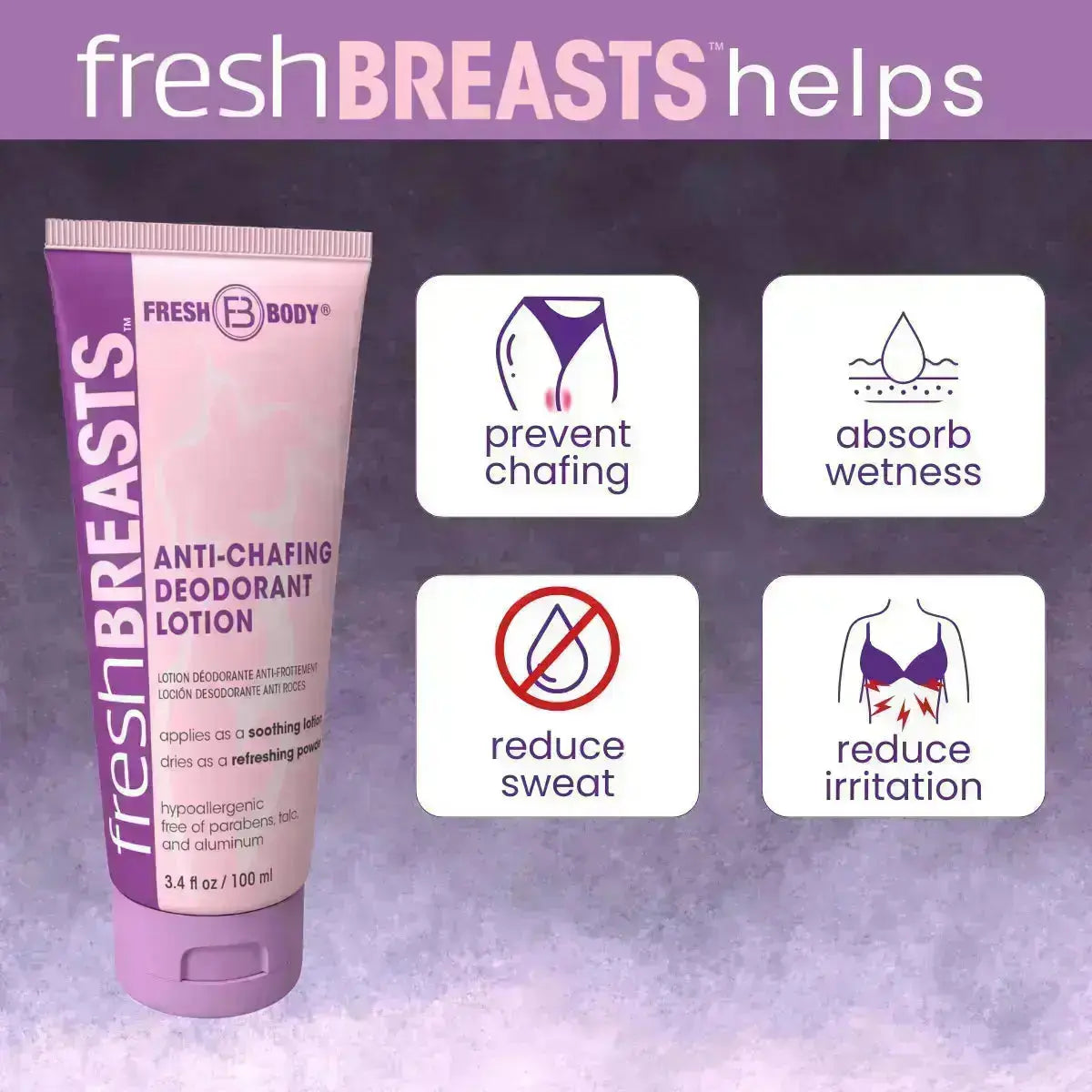Fresh Breasts Anti-Chafing Cream 3.4 oz by Fresh Body FB®