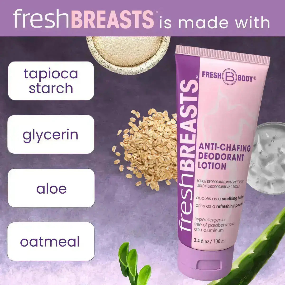 Fresh Breasts Anti-Chafing Cream 3.4 oz by Fresh Body FB®