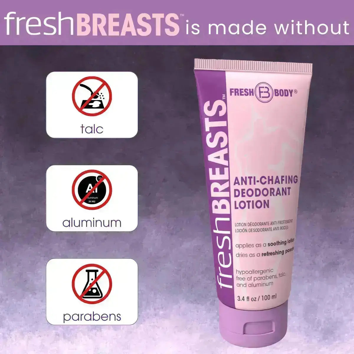 Fresh Breasts Anti-Chafing Cream 3.4 oz by Fresh Body FB®