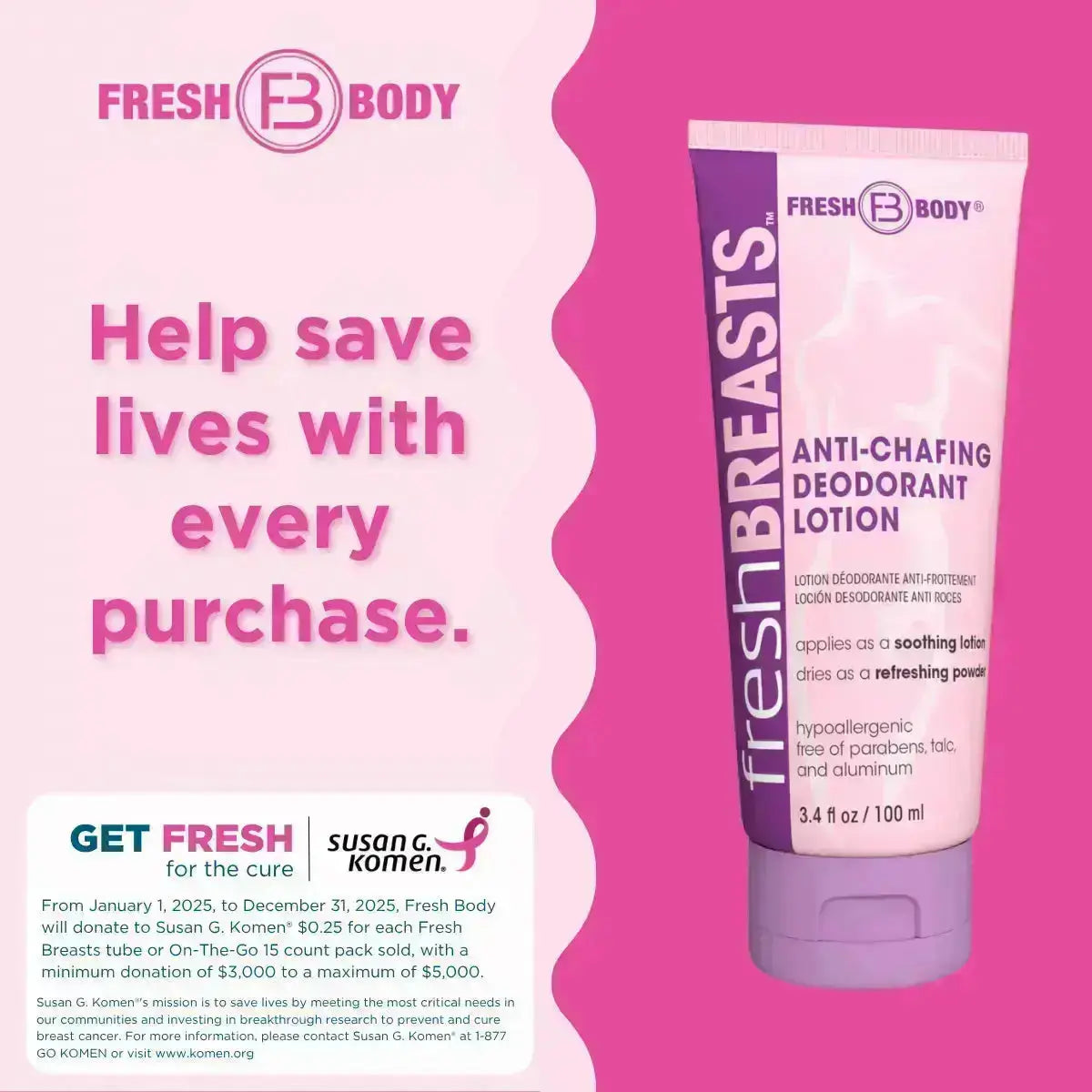 Fresh Breasts On-The-Go Anti-Chafing Cream Packets (select quantity) by Fresh Body FB®