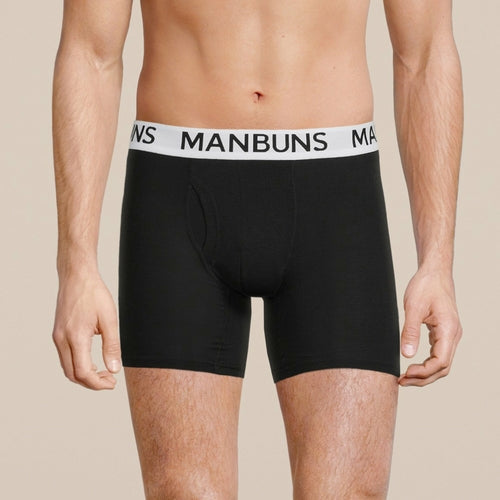 Men's Classic Black Boxer Brief Underwear - Comfortable Cotton Blend