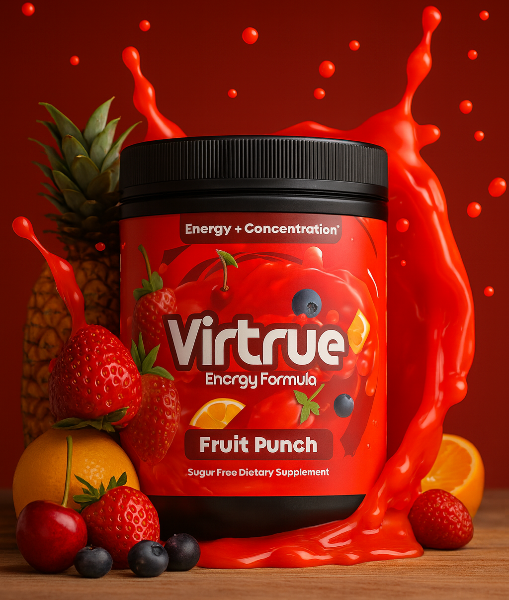 Fruit Punch Pre-Workout Energy Powder + Focus Boost & Hydration | Sugar Free by Virtrue