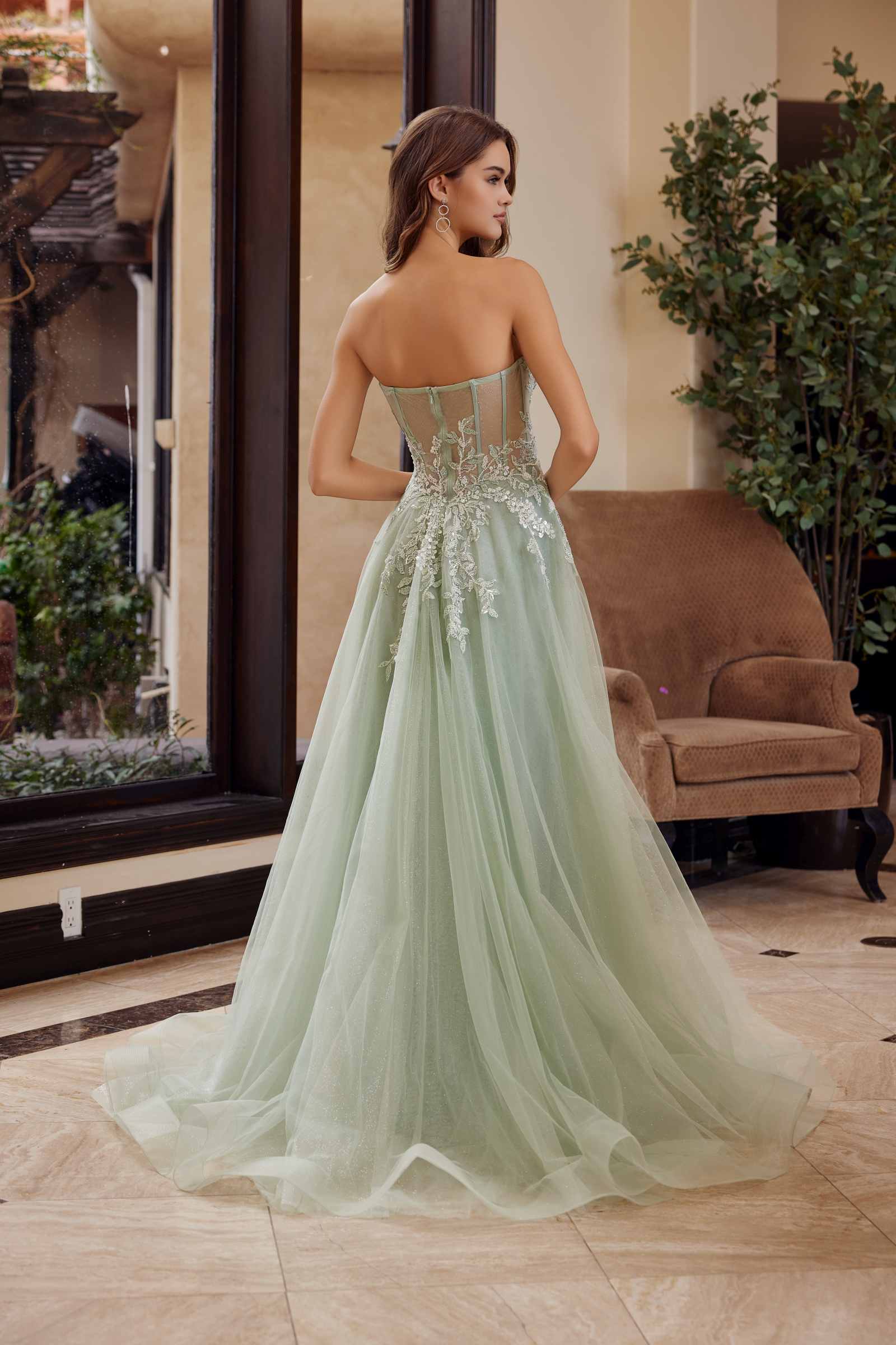 Nox Anabel G1371 Long A-Line Tulle Dress With A Sweetheart Top Sequin Applique by DiscountDressShop