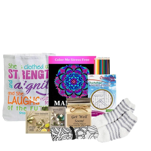 Get Well Soon Gift Basket - Coloring & Activity Tote for Women