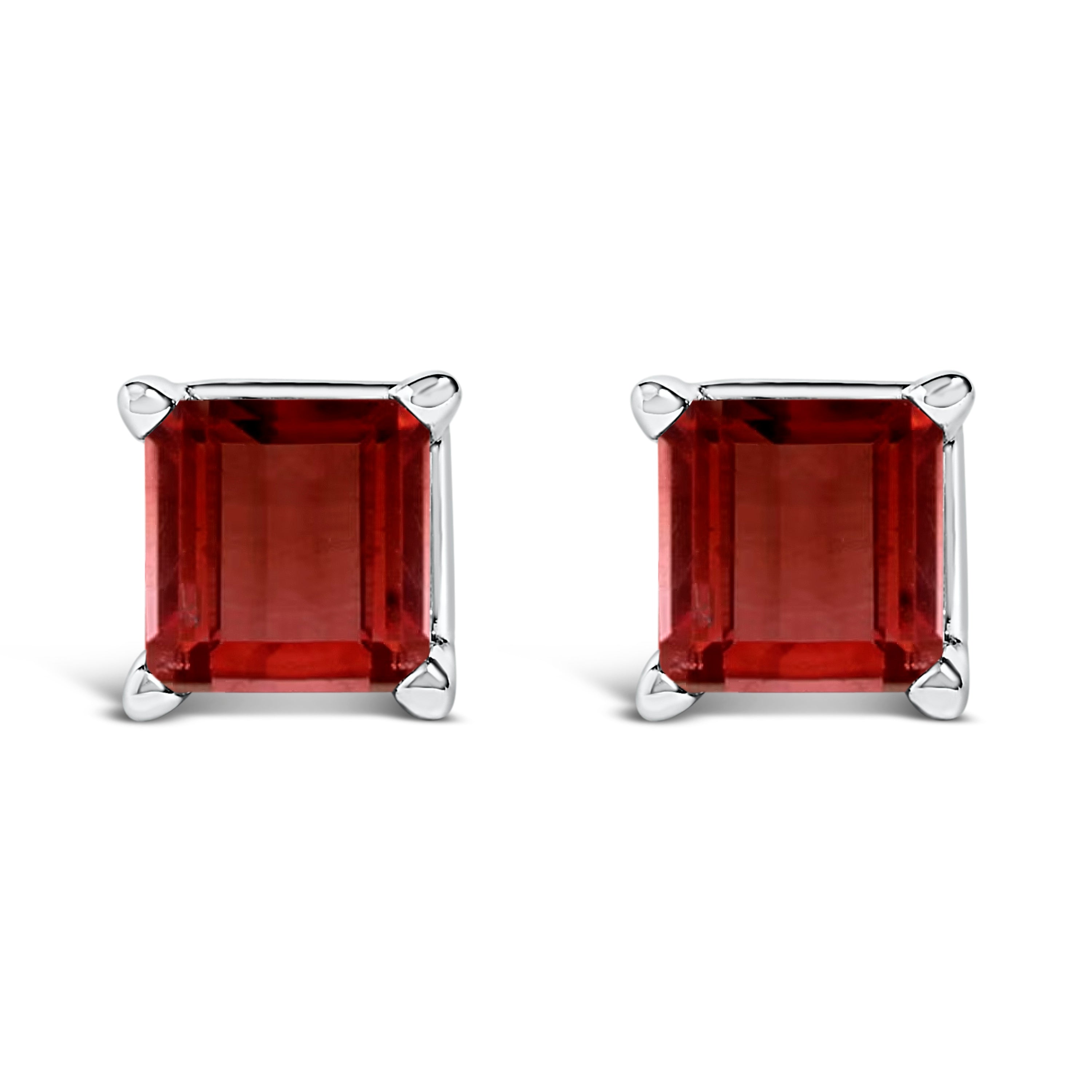 14K White Gold 5x5MM Princess Cut Purple Amethyst Solitaire Stud Earrings DestGlow