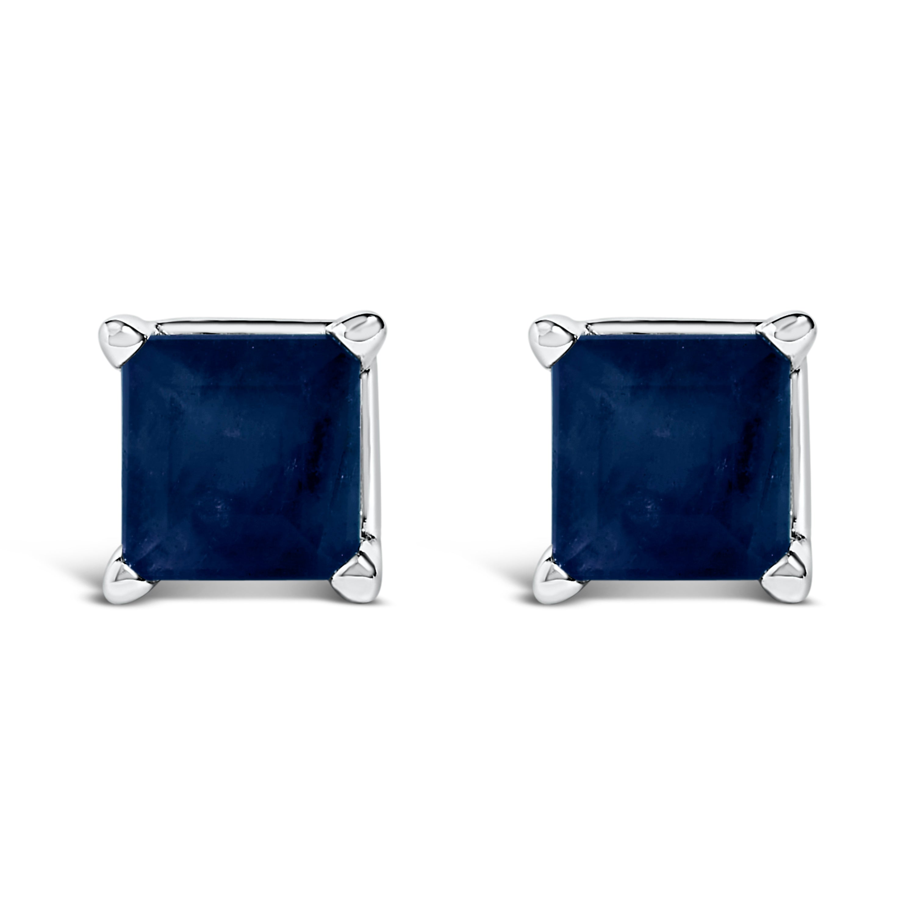 14K White Gold 5x5MM Princess Cut Purple Amethyst Solitaire Stud Earrings DestGlow