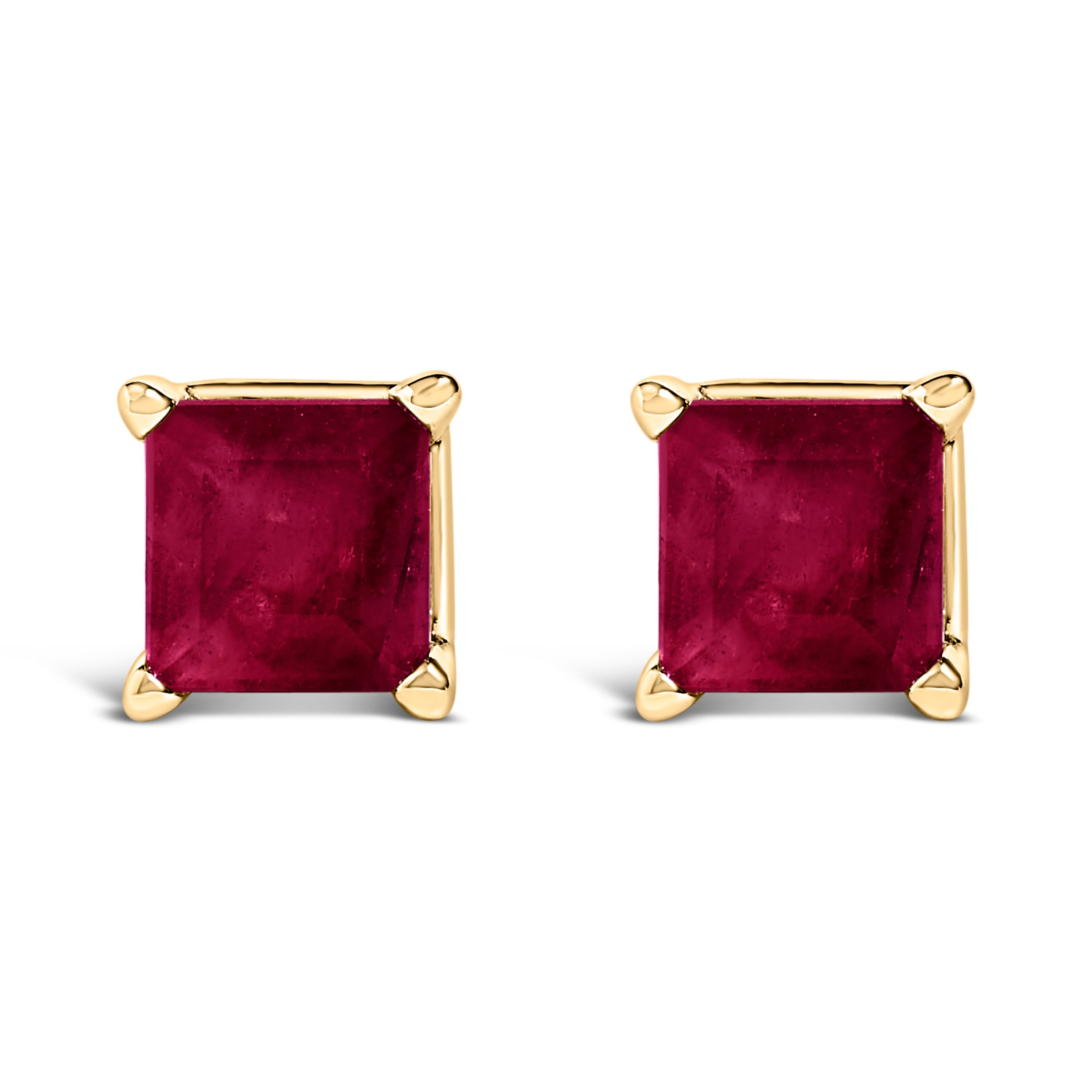 14K White Gold 5x5MM Princess Cut Purple Amethyst Solitaire Stud Earrings DestGlow