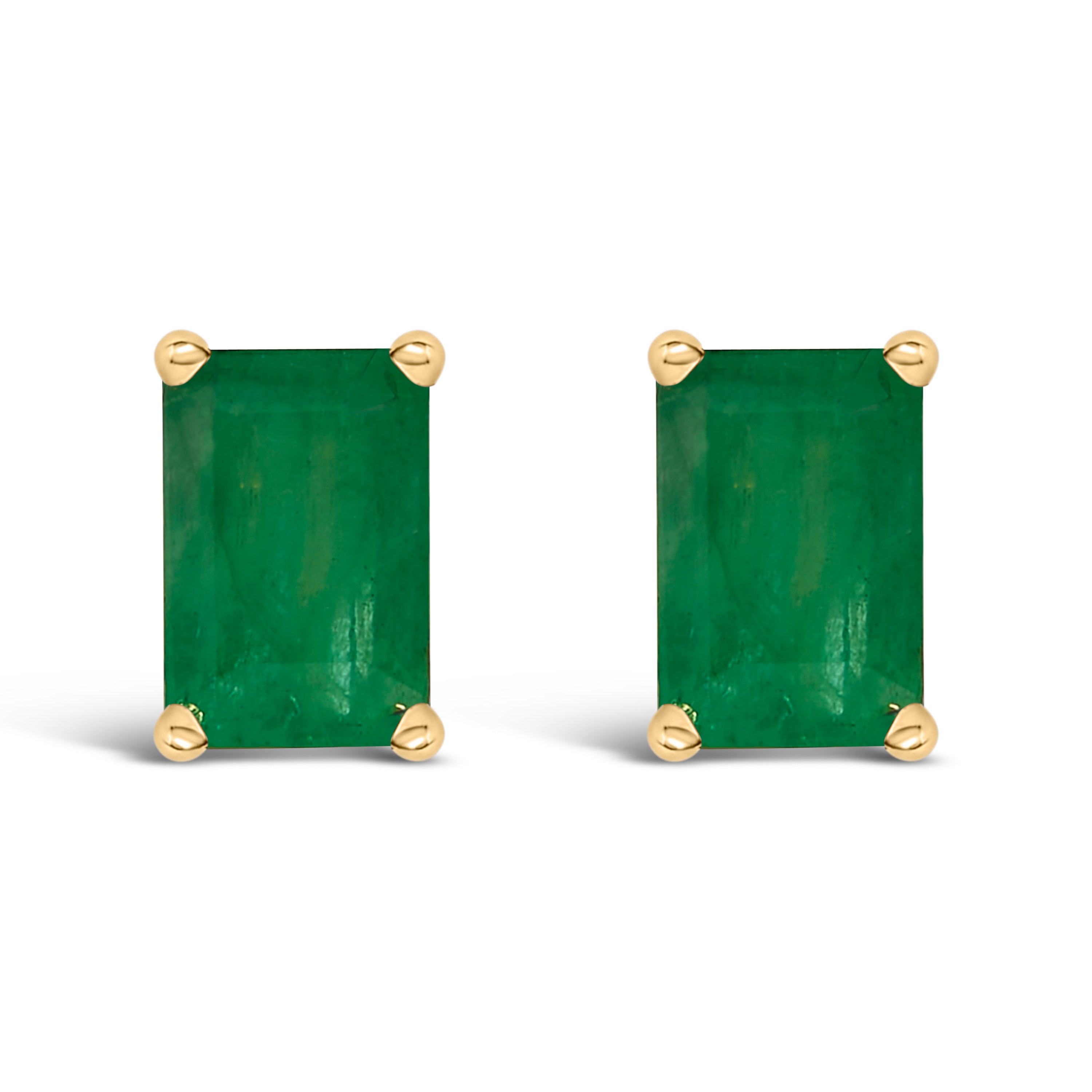 14K White Gold 6x4MM Emerald Shaped Amethyst Solitaire Stud Earrings DestGlow