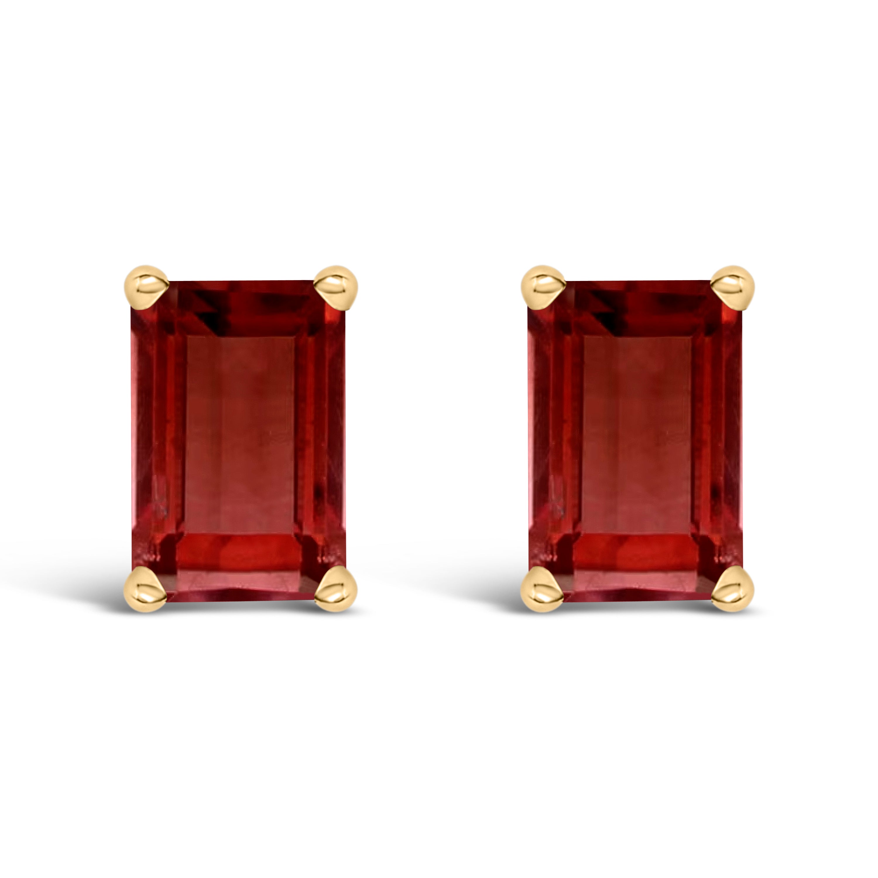 14K White Gold 6x4MM Emerald Shaped Amethyst Solitaire Stud Earrings DestGlow