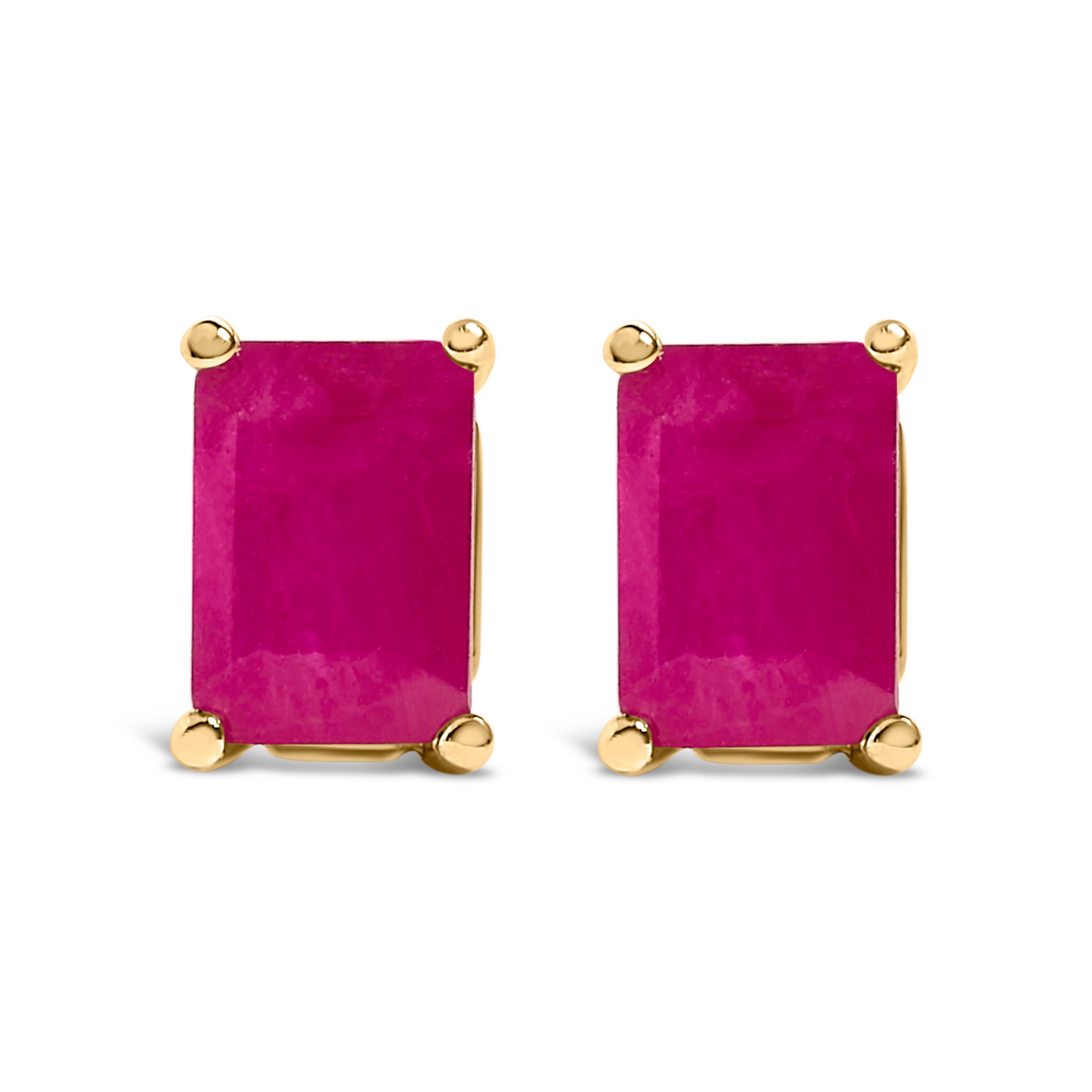 14K White Gold 6x4MM Emerald Shaped Amethyst Solitaire Stud Earrings DestGlow