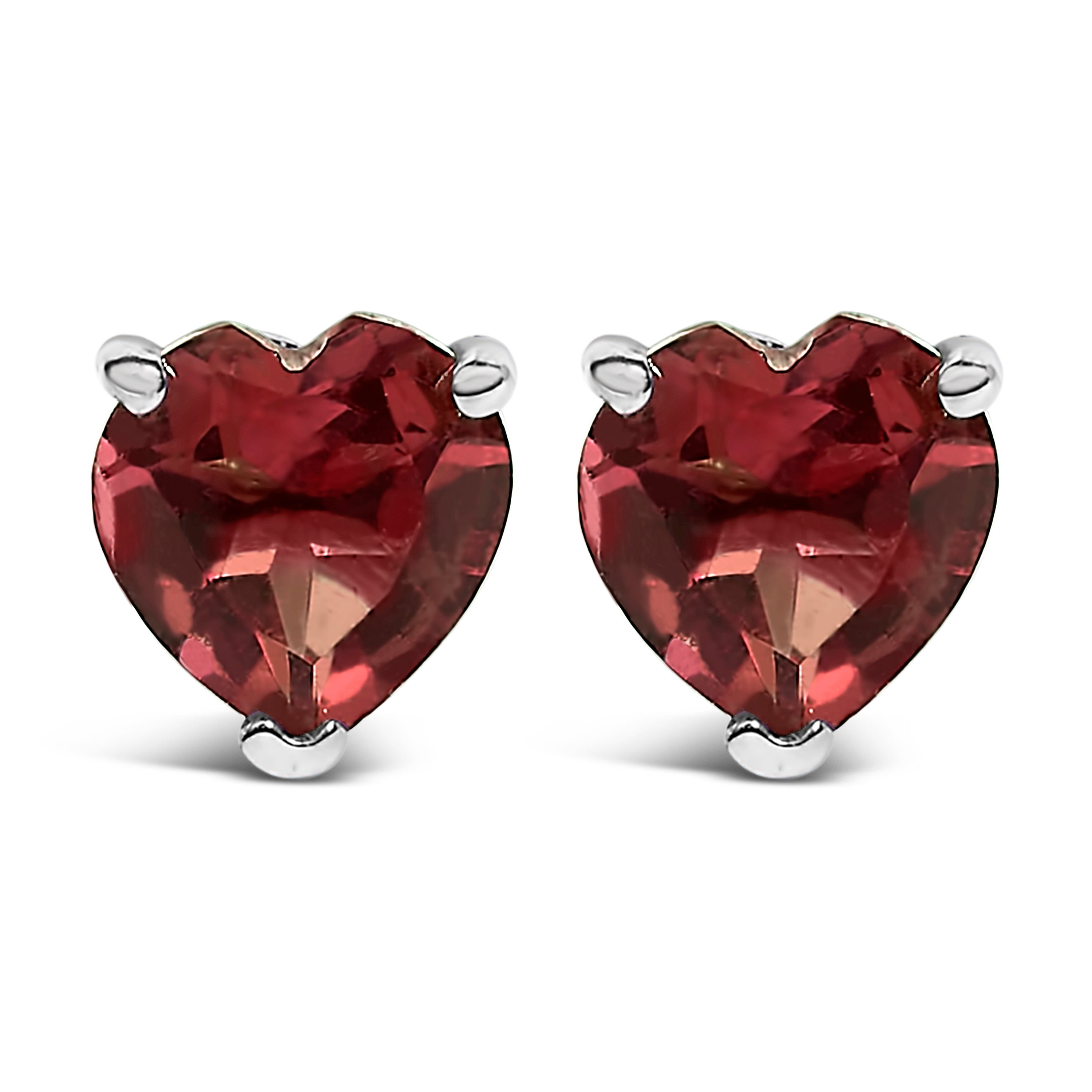 14K White Gold 5MM Heart Cut Purple Amethyst Solitaire Stud Earrings DestGlow