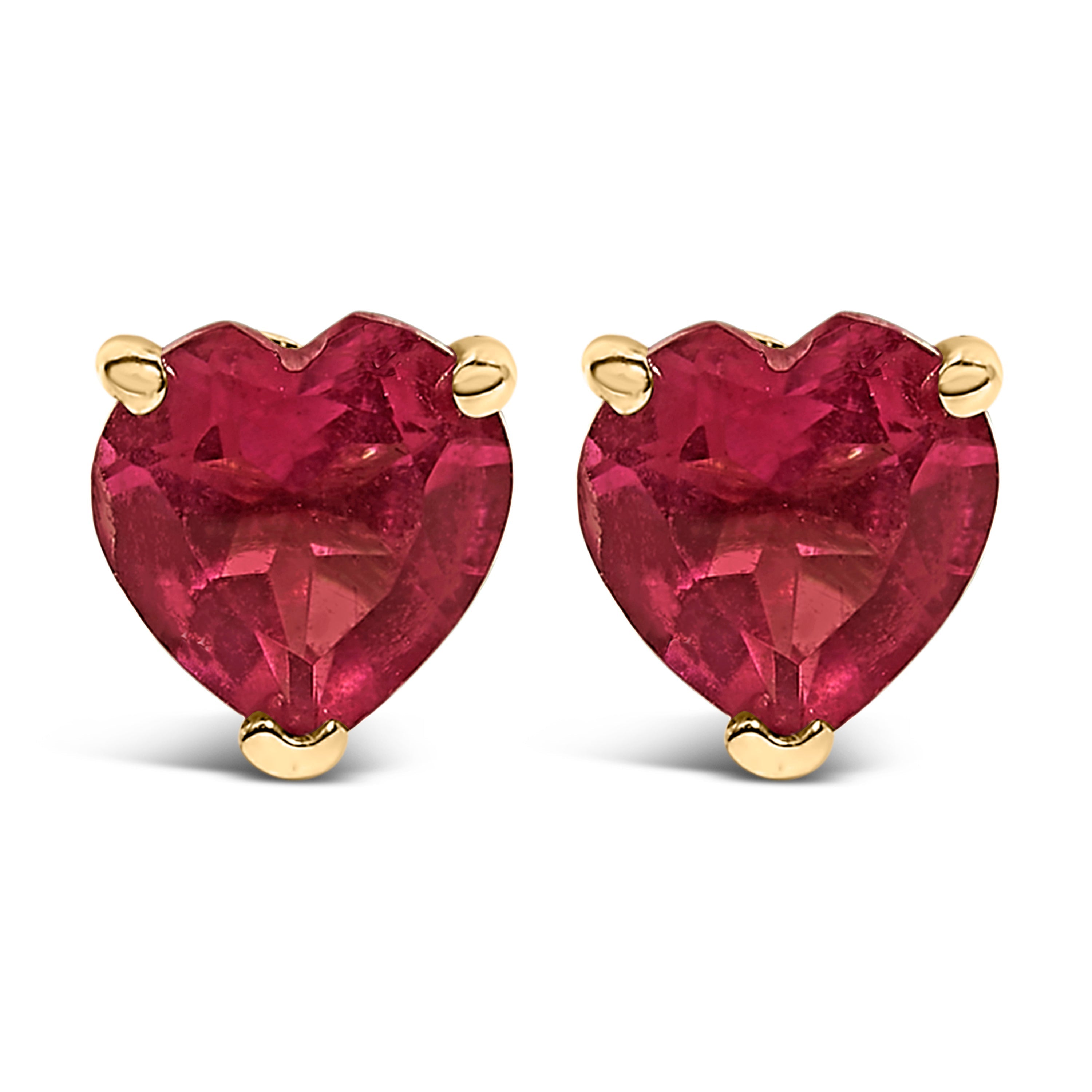14K White Gold 5MM Heart Cut Purple Amethyst Solitaire Stud Earrings DestGlow