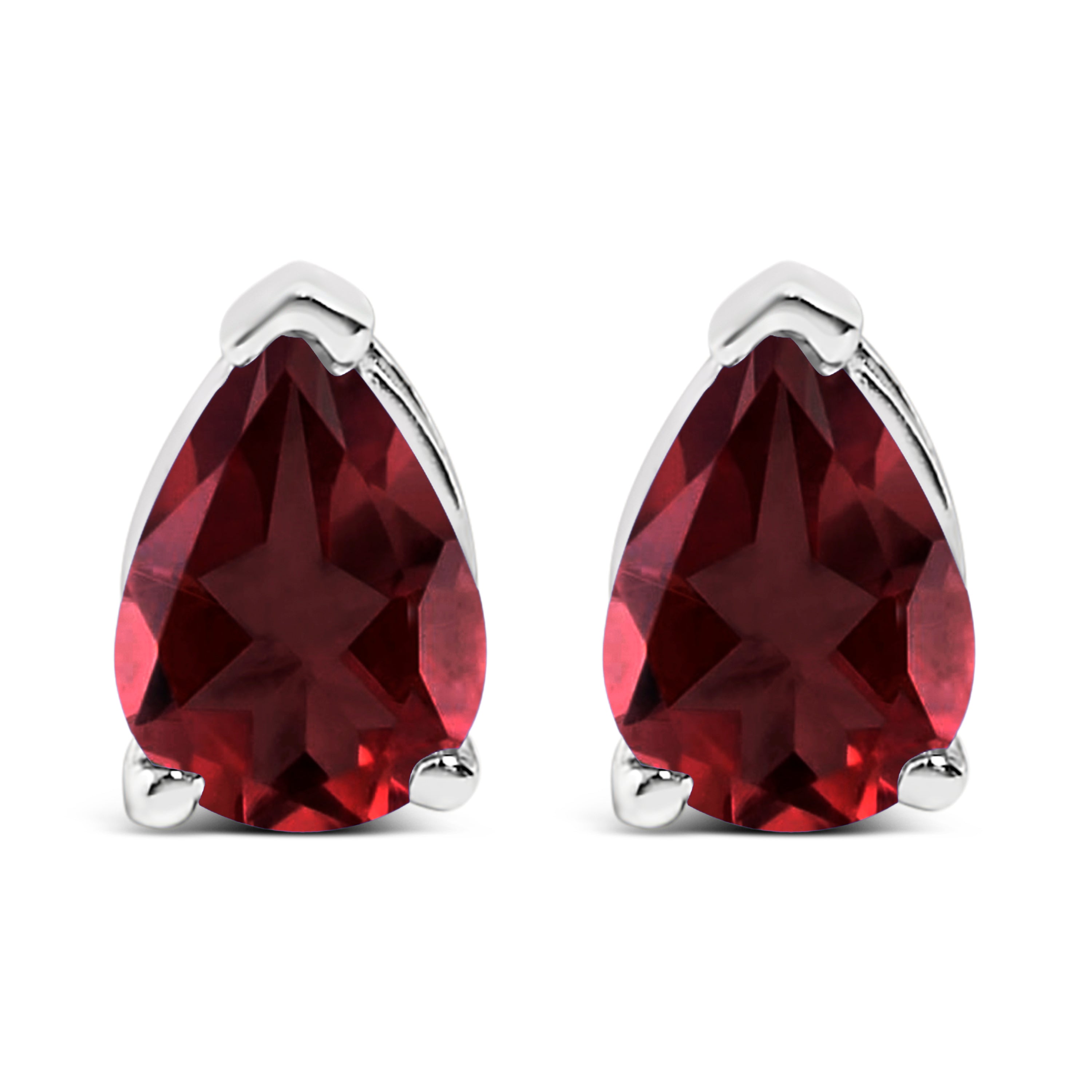 14K White Gold 6x4MM Pear Shaped Purple Amethyst Solitaire Stud Earrings DestGlow