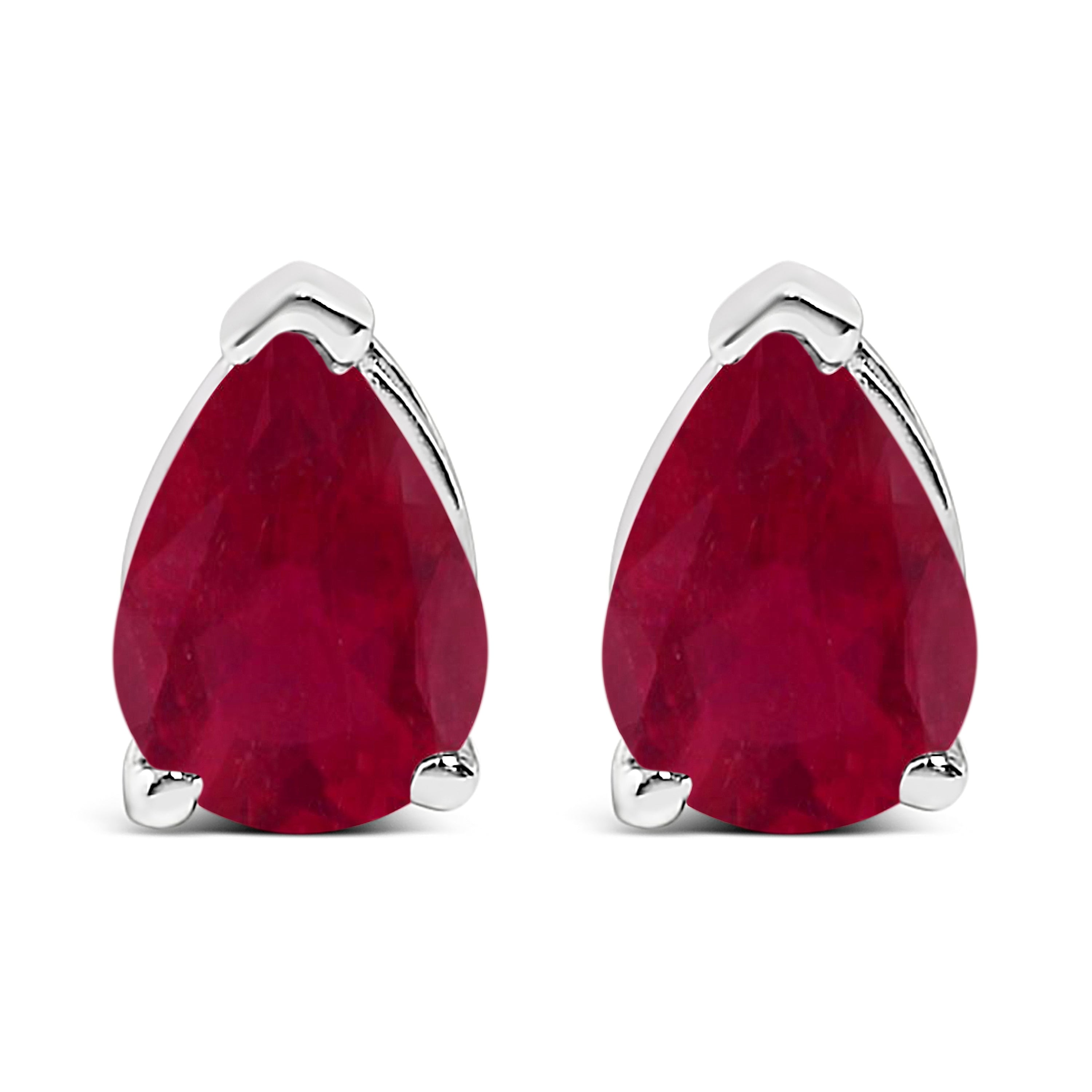 14K White Gold 6x4MM Pear Shaped Purple Amethyst Solitaire Stud Earrings DestGlow