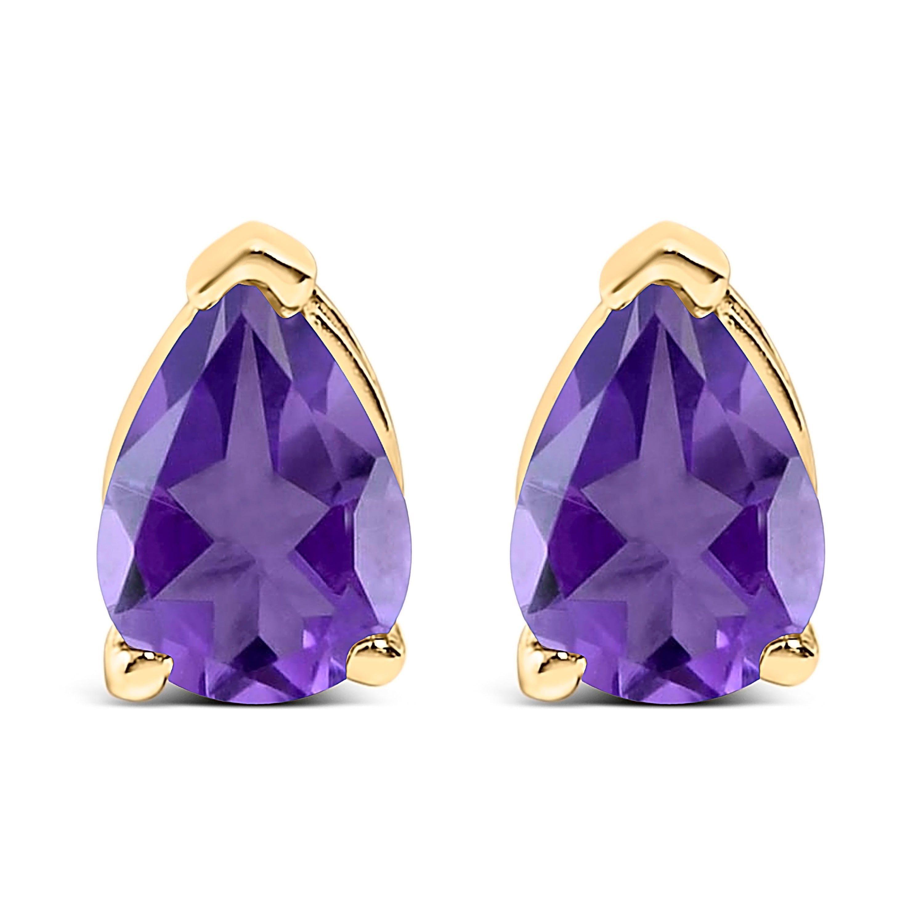 14K White Gold 6x4MM Pear Shaped Purple Amethyst Solitaire Stud Earrings DestGlow