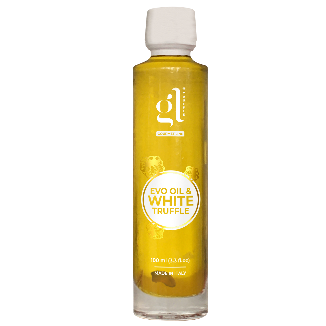 GL Truffle Gourmet, Extra Virgin Olive Oil & White Truffle with truffle slices (3.4 FL oz) 100 ml