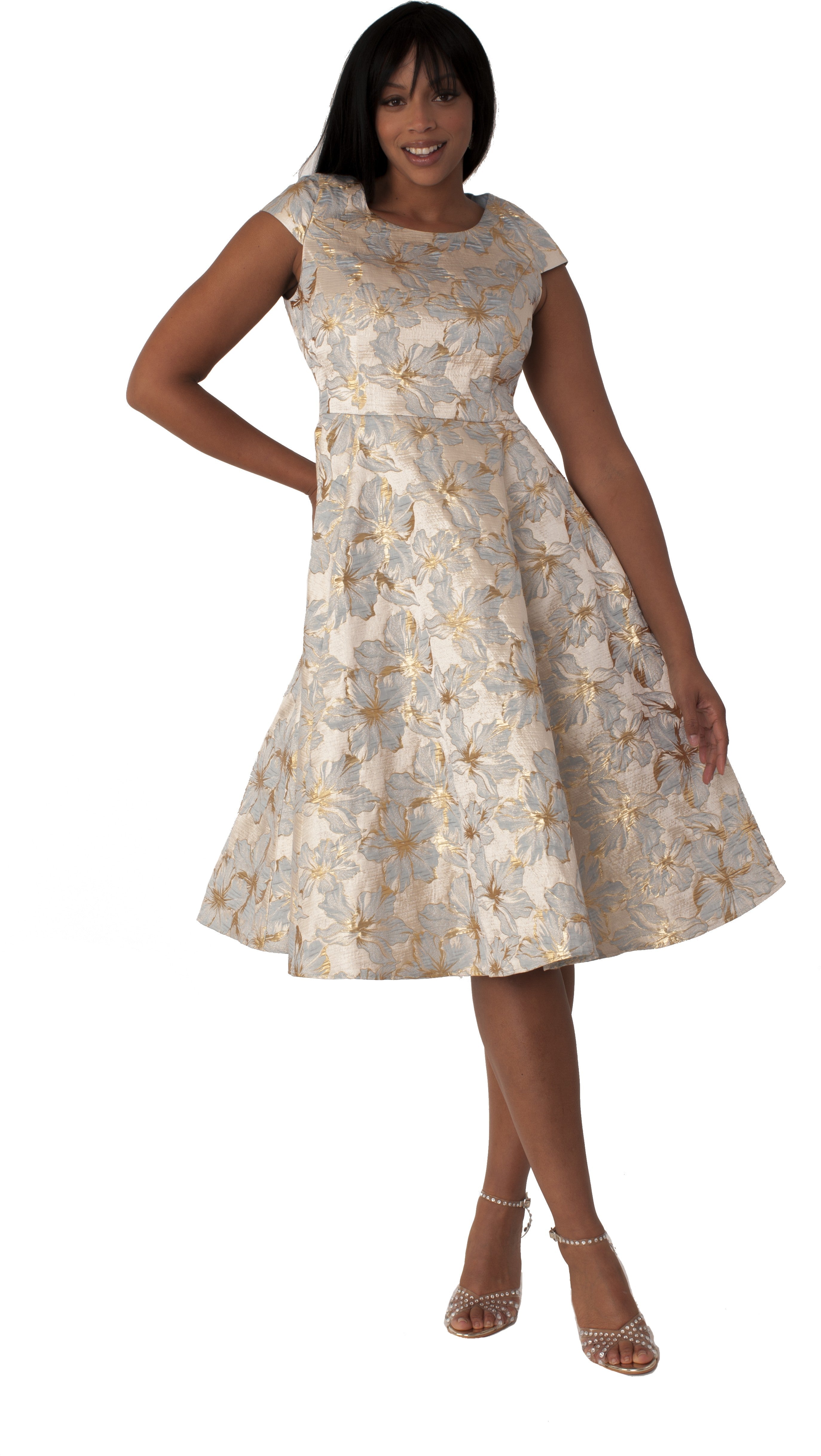 Plus Size Floral Brocade Church Dress with Jacket- 4819W by Tally Taylor
