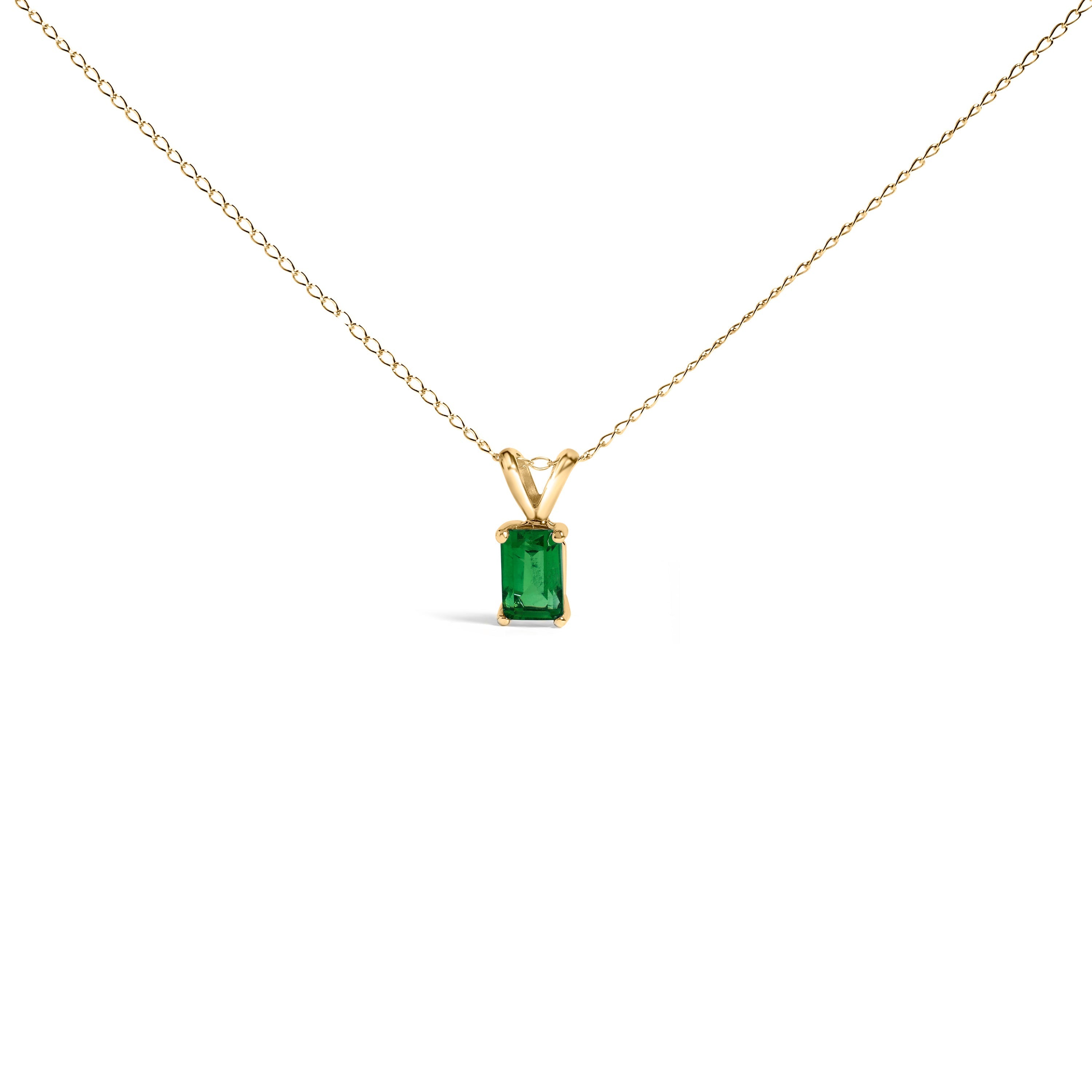 14K White Gold 6x4MM Emerald Cut Purple Amethyst Solitaire Pendant Necklace DestGlow