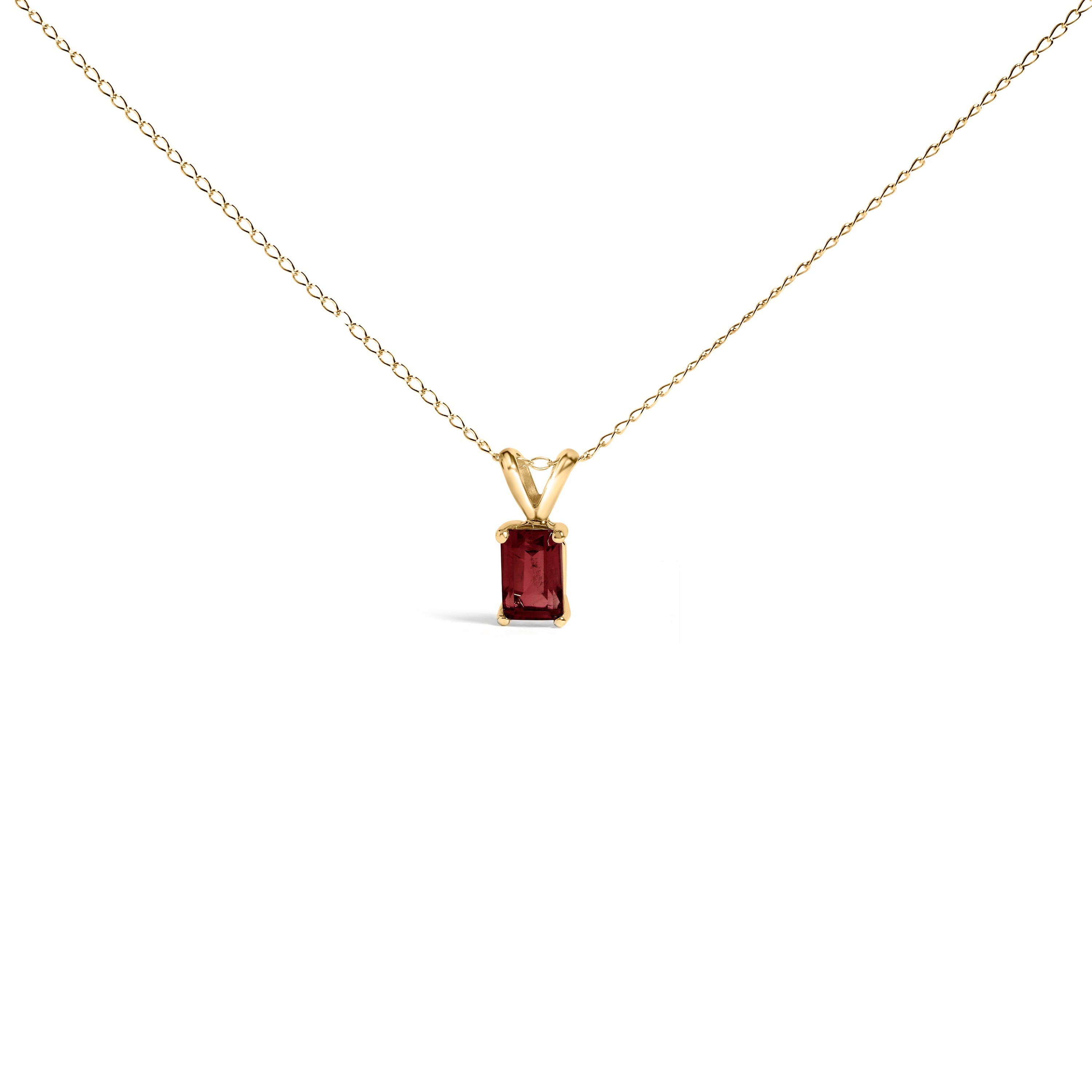 14K White Gold 6x4MM Emerald Cut Purple Amethyst Solitaire Pendant Necklace DestGlow