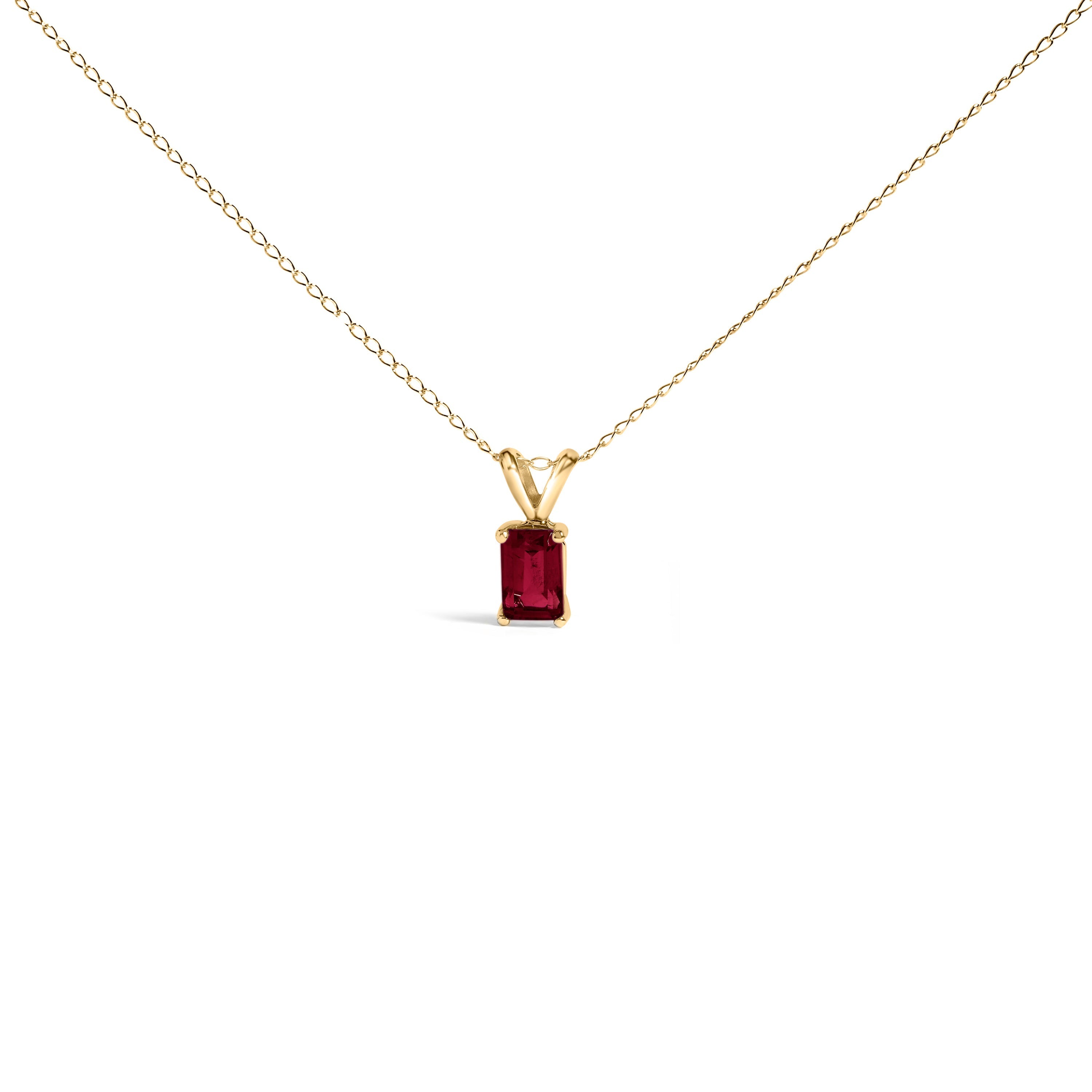 14K White Gold 6x4MM Emerald Cut Purple Amethyst Solitaire Pendant Necklace DestGlow
