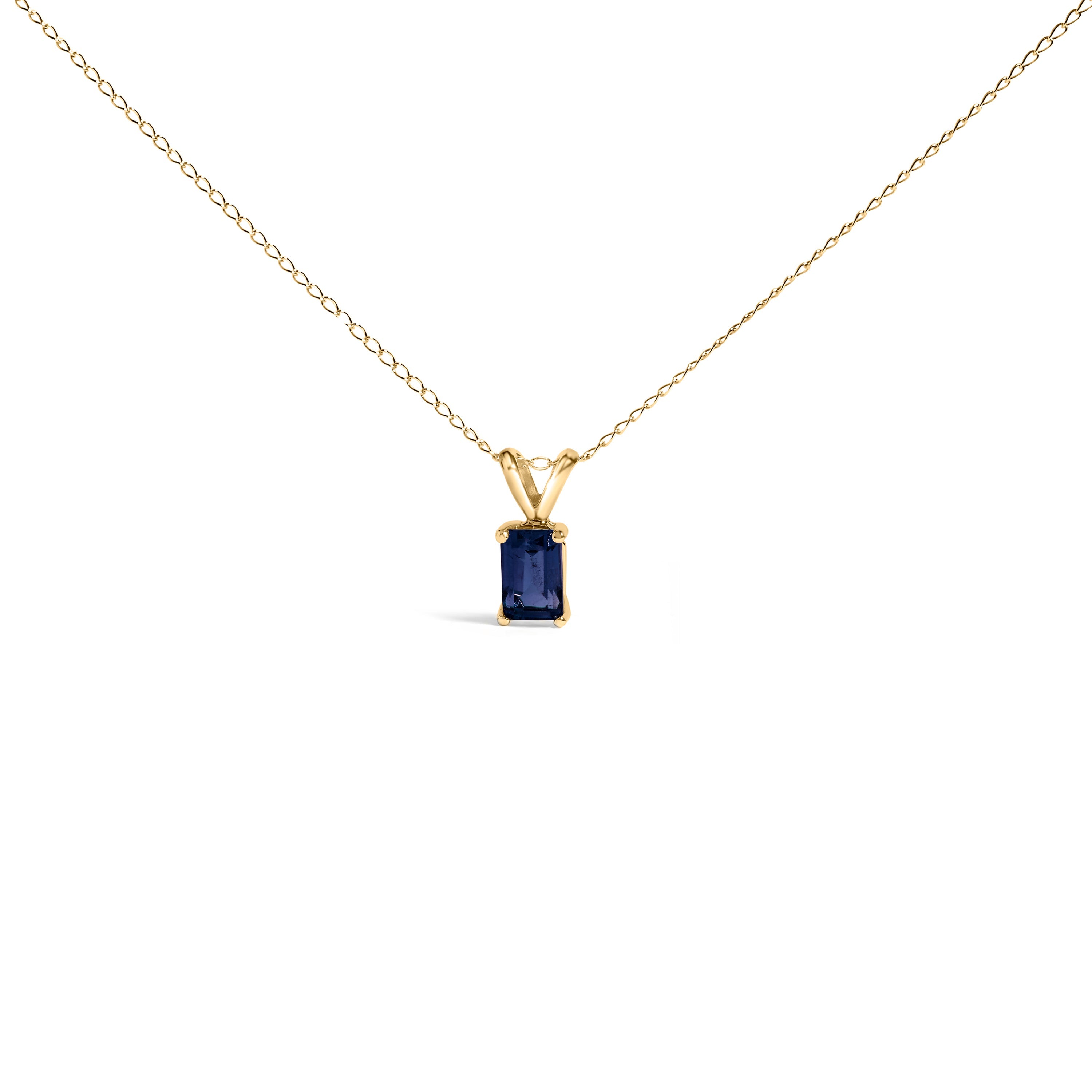 14K White Gold 6x4MM Emerald Cut Purple Amethyst Solitaire Pendant Necklace by Bids.com