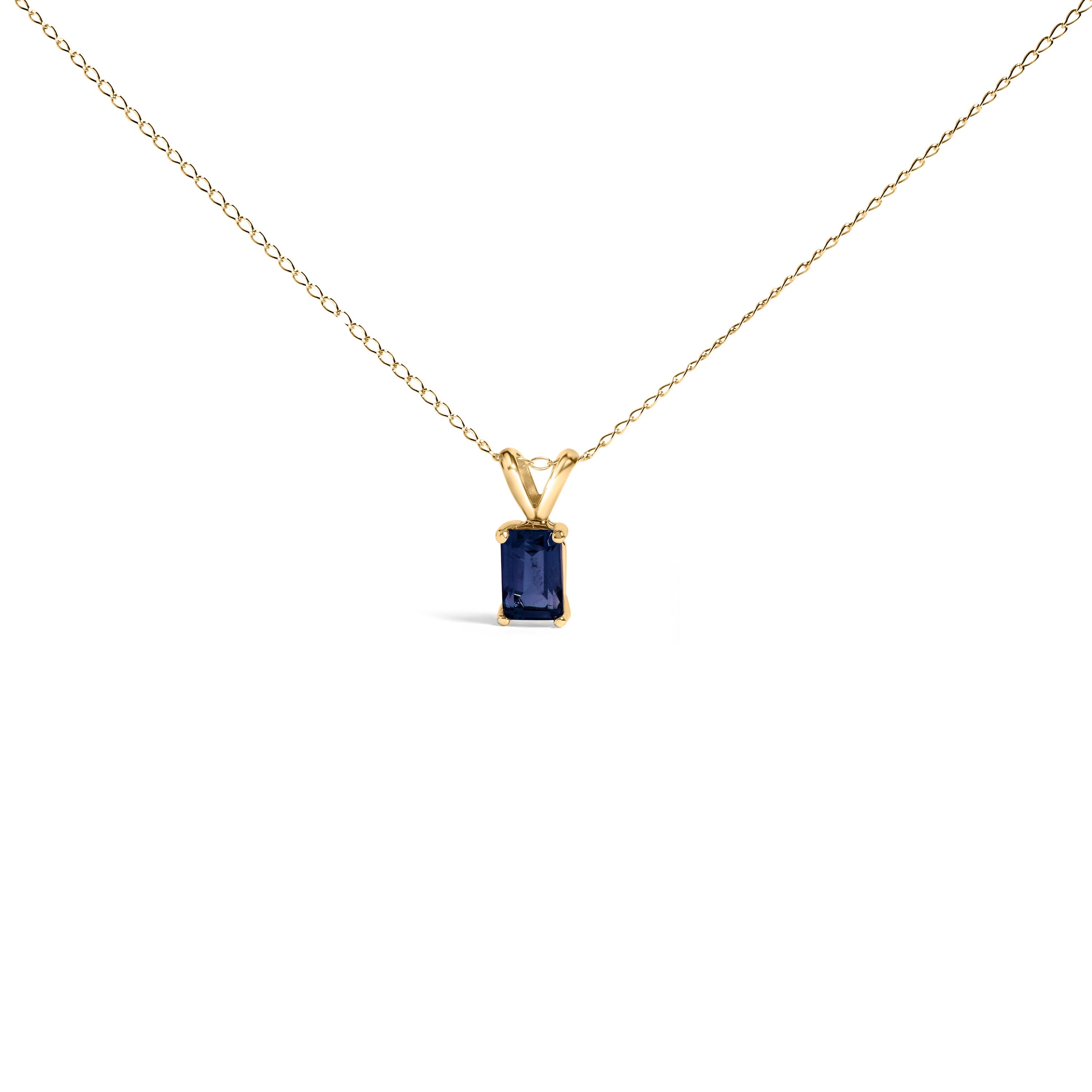 14K White Gold 6x4MM Emerald Cut Purple Amethyst Solitaire Pendant Necklace DestGlow