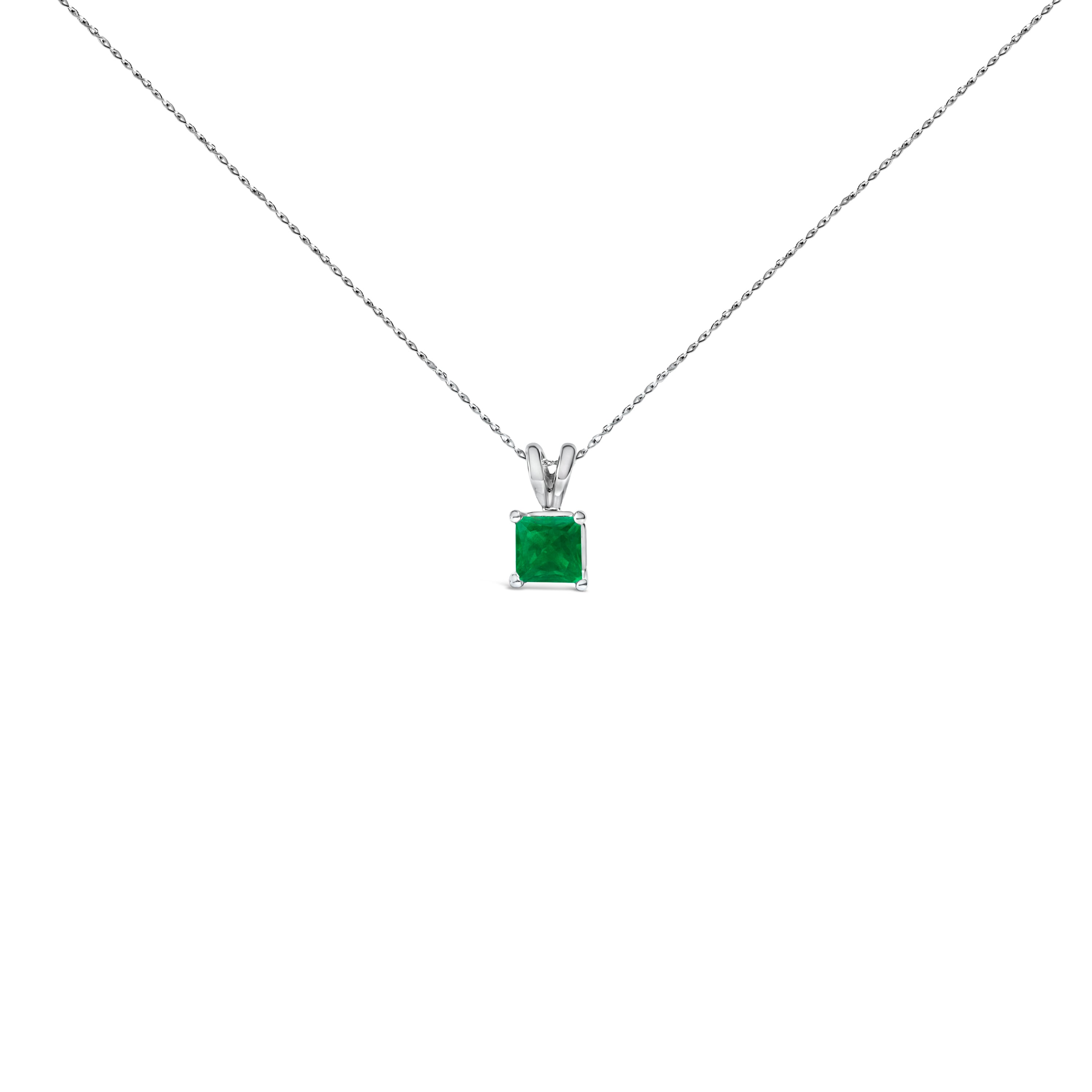 14K White Gold 5x5 MM Square Shaped Purple Amethyst Solitaire Pendant Necklace DestGlow