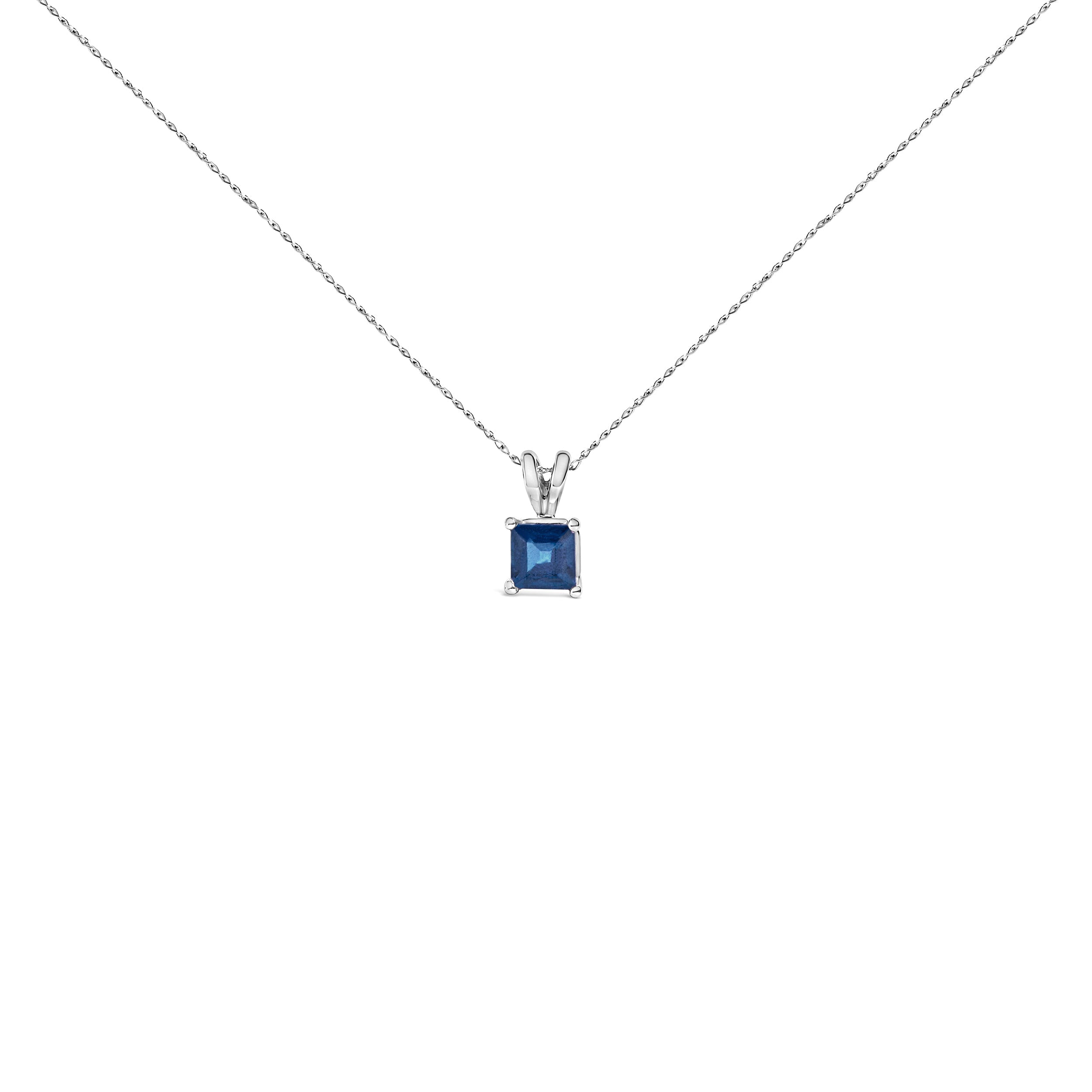 14K White Gold 5x5 MM Square Shaped Purple Amethyst Solitaire Pendant Necklace DestGlow