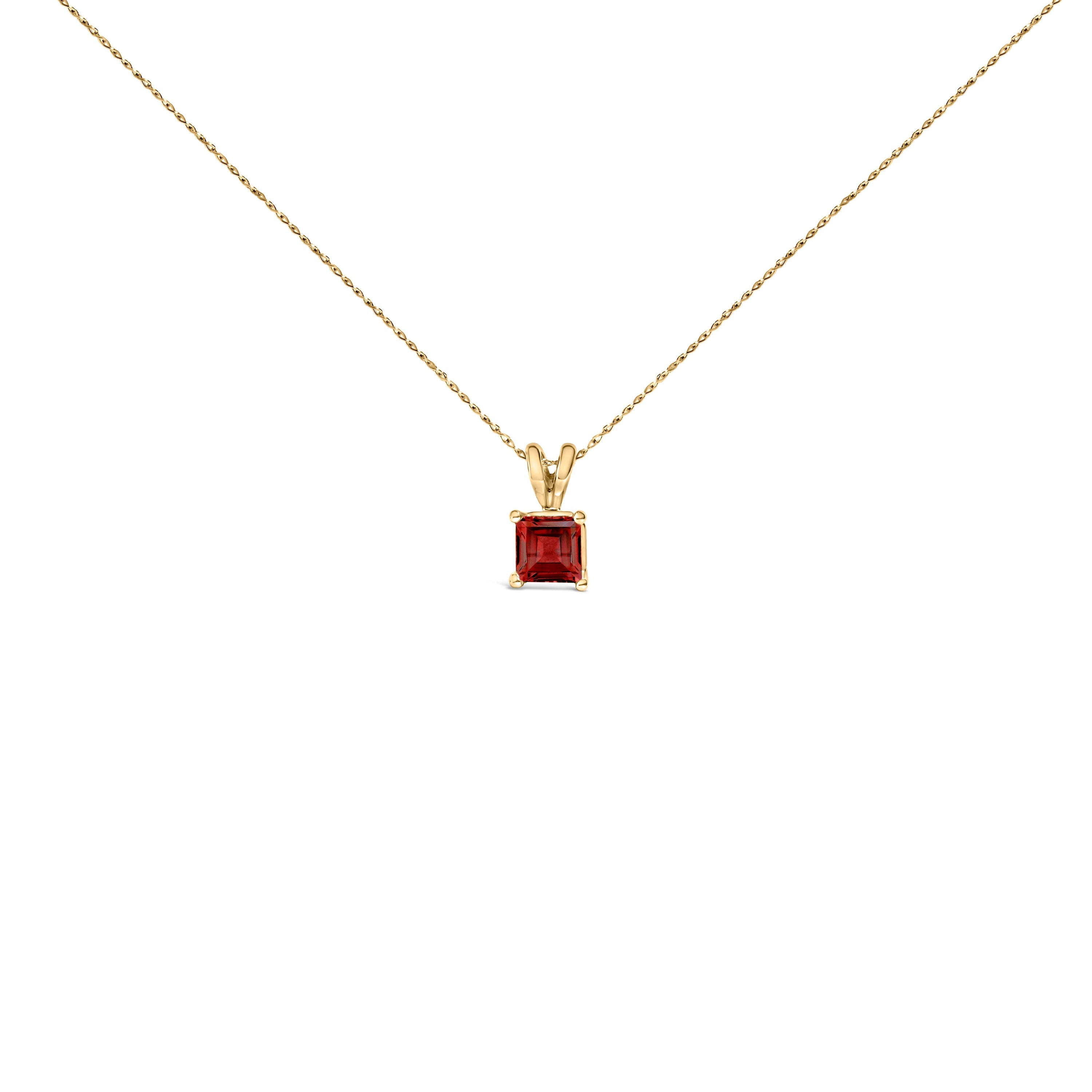 14K White Gold 5x5 MM Square Shaped Purple Amethyst Solitaire Pendant Necklace DestGlow