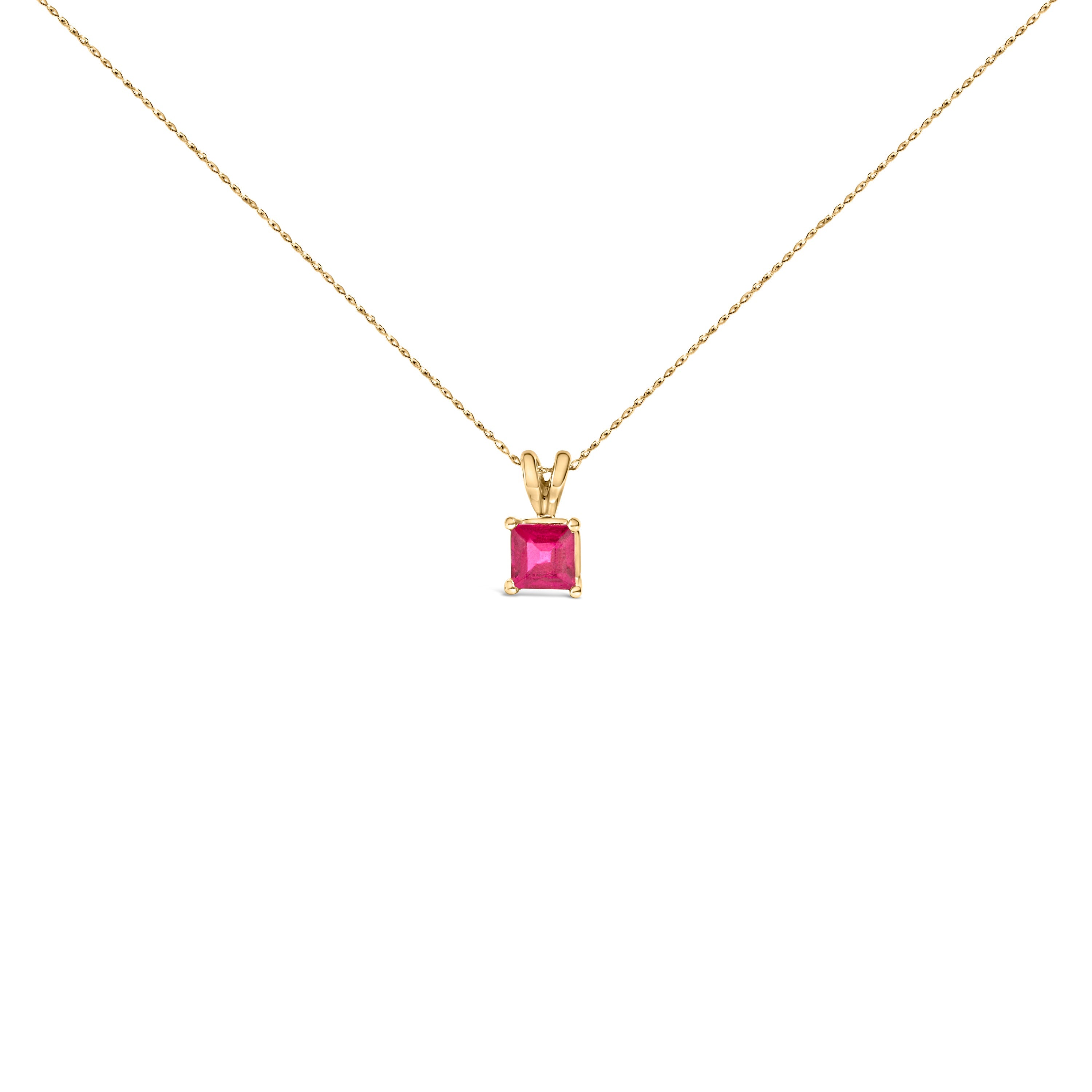 14K White Gold 5x5 MM Square Shaped Purple Amethyst Solitaire Pendant Necklace by Bids.com