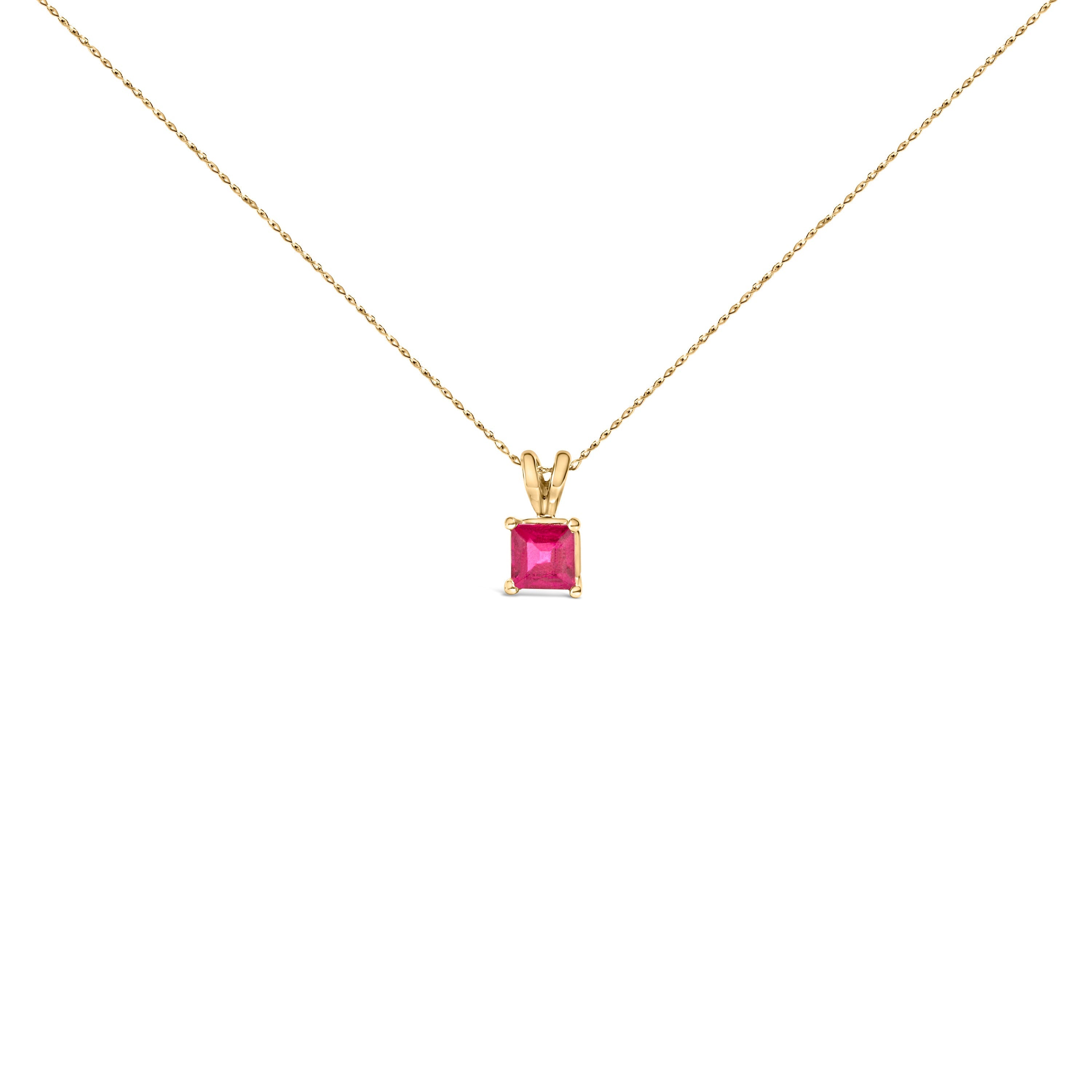 14K White Gold 5x5 MM Square Shaped Purple Amethyst Solitaire Pendant Necklace DestGlow