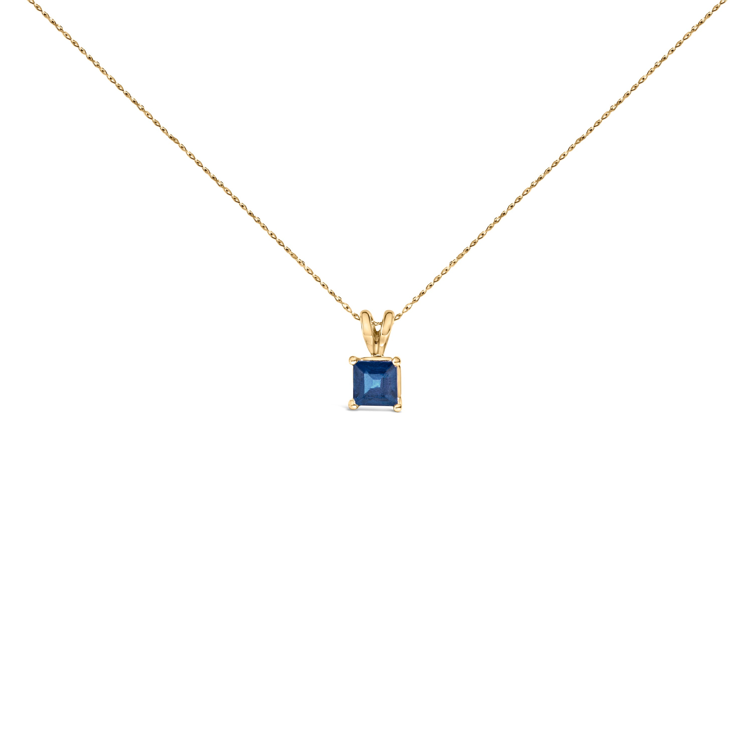 14K White Gold 5x5 MM Square Shaped Purple Amethyst Solitaire Pendant Necklace by Bids.com