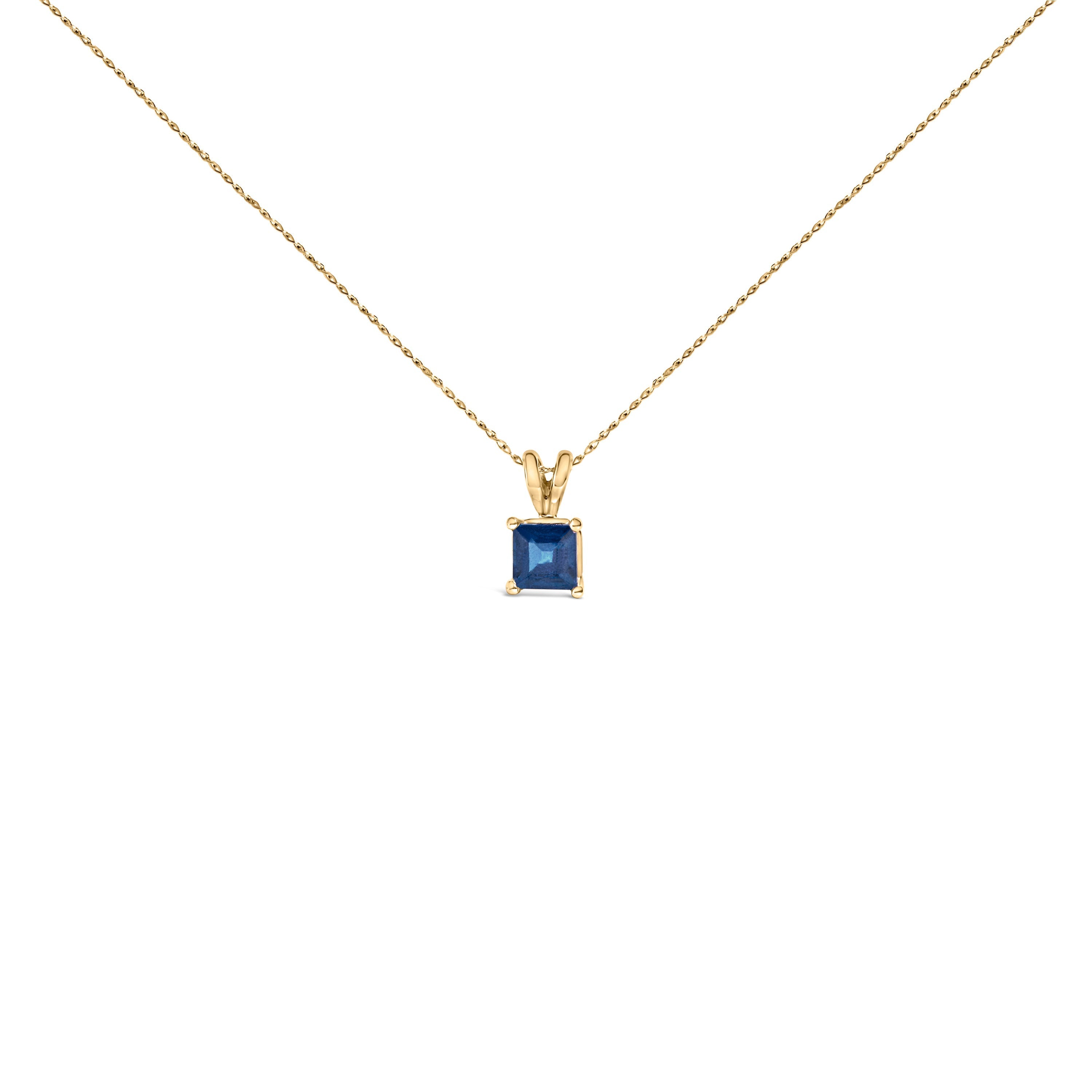 14K White Gold 5x5 MM Square Shaped Purple Amethyst Solitaire Pendant Necklace DestGlow