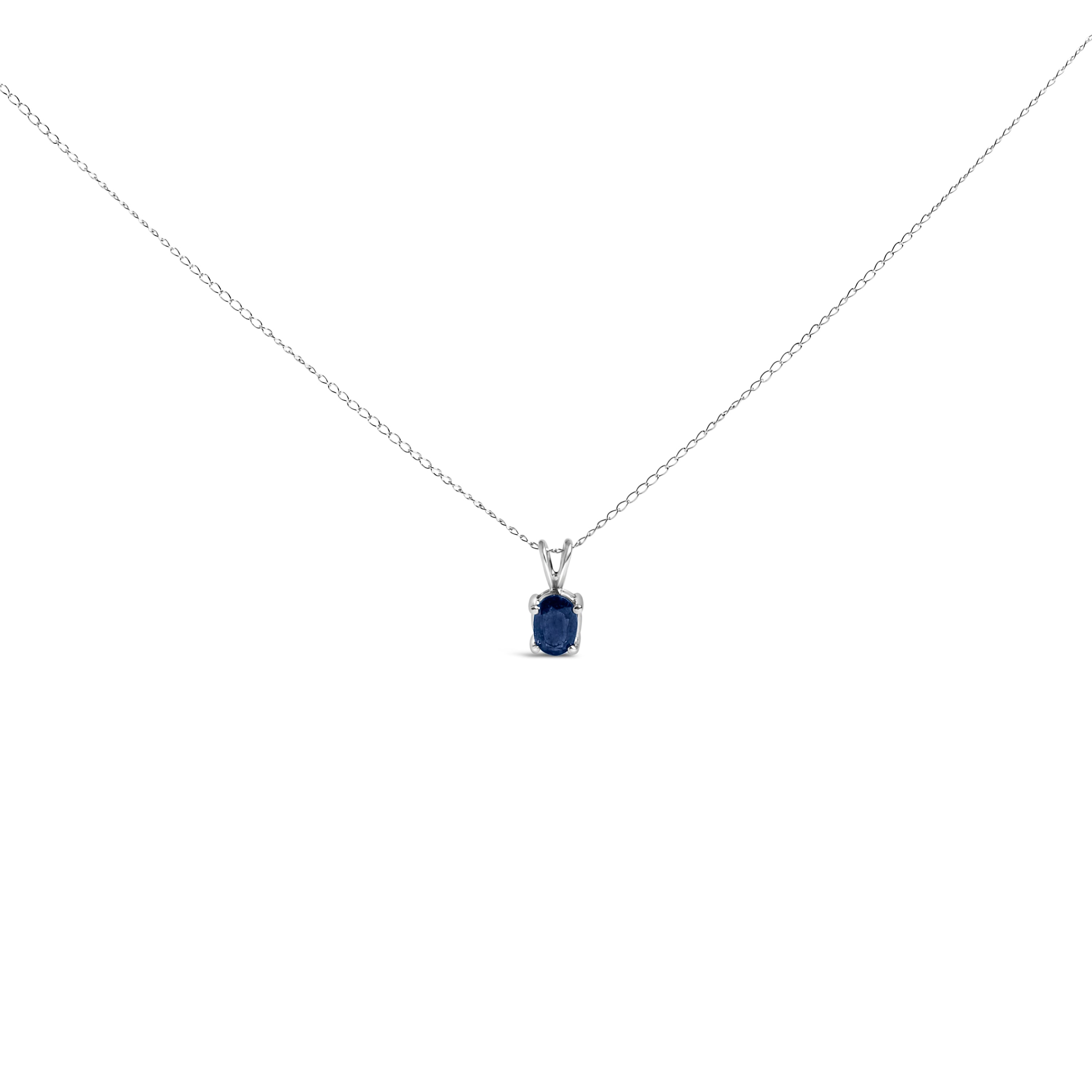 14K White Gold 6x4MM Oval Shaped Purple Amethyst Solitaire Pendant Necklace DestGlow