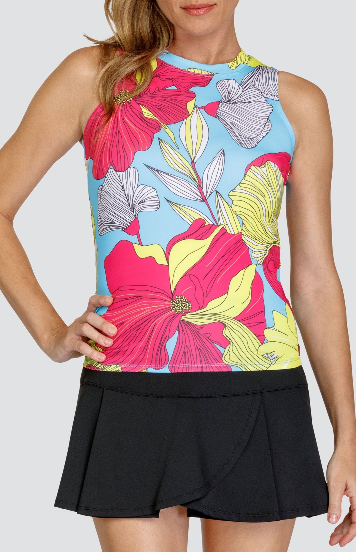 Bellamy Tank - Large Delicate Blooms - Fuchsia DestGlow