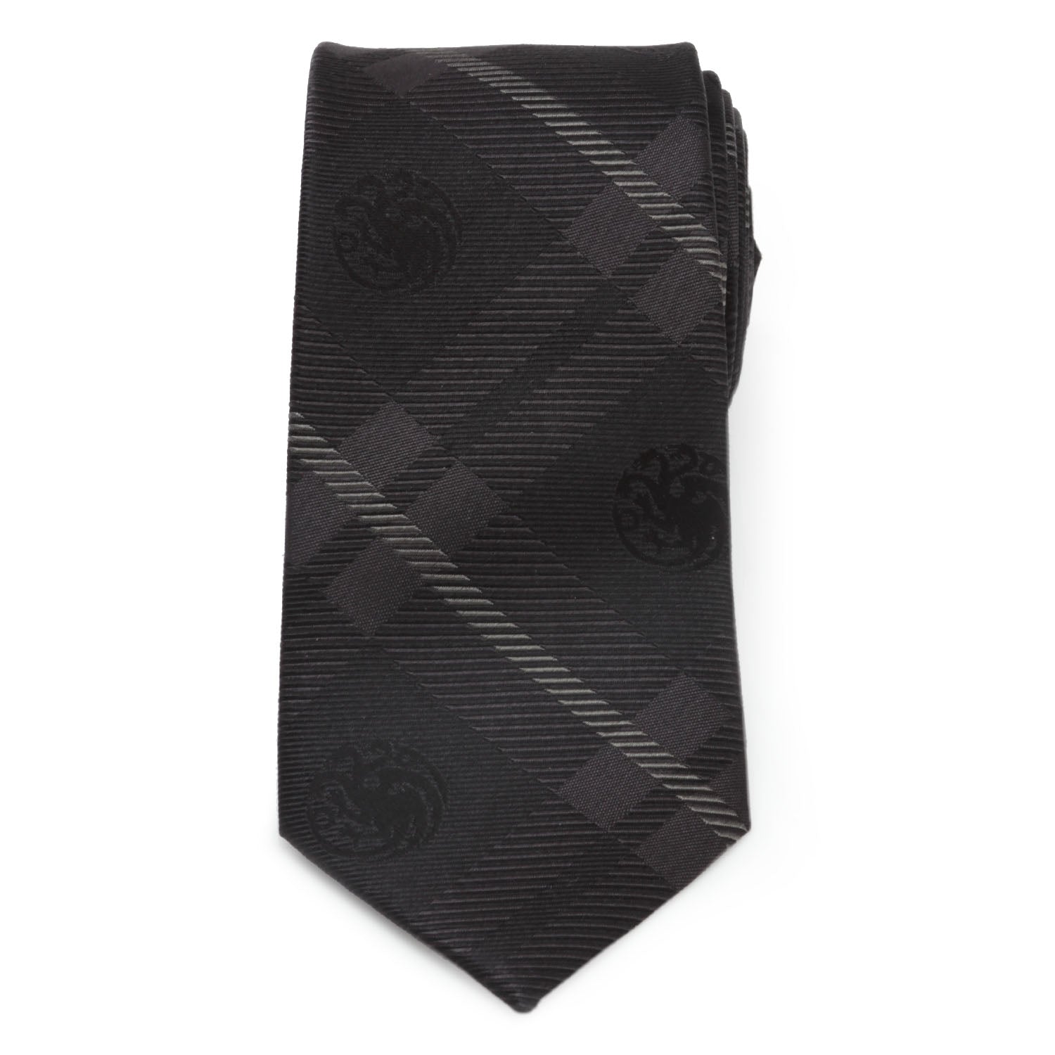 Game of Thrones Targaryen Dragon Black Plaid Silk Men&