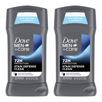 Dove Men+Care 72hr Antiperspirant & Deodorant Stick Stain Defense Clean 2.7oz/2ct - New DestGlow