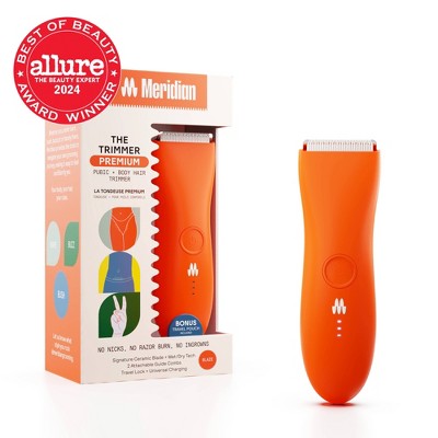 Meridian Trimmer Premium Pubic; Body Hair Trimmer for Men & Women Below-the-Belt Groomer, Ball Trimmer, Bikini Trimmer, Bonus Pouch Blaze - New by This is Beauty US