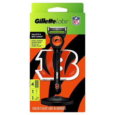 Gillette Labs Mens Special NFL Bengals Edition Shaving Razor with 4 Refills and Magnetic Stand - New by This is Beauty US