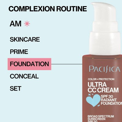 Pacifica Ultra CC Cream Radiant Foundation with SPF 17 Cool/Deep 1 fl oz - Imperfect Box by This is Beauty US