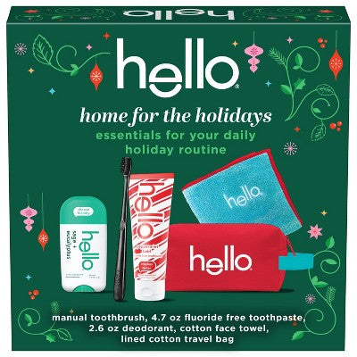 hello Holiday Home for the Holidays Toothpaste and Deodorant Travel Toiletry Bag Kit 5pc - New by This is Beauty US